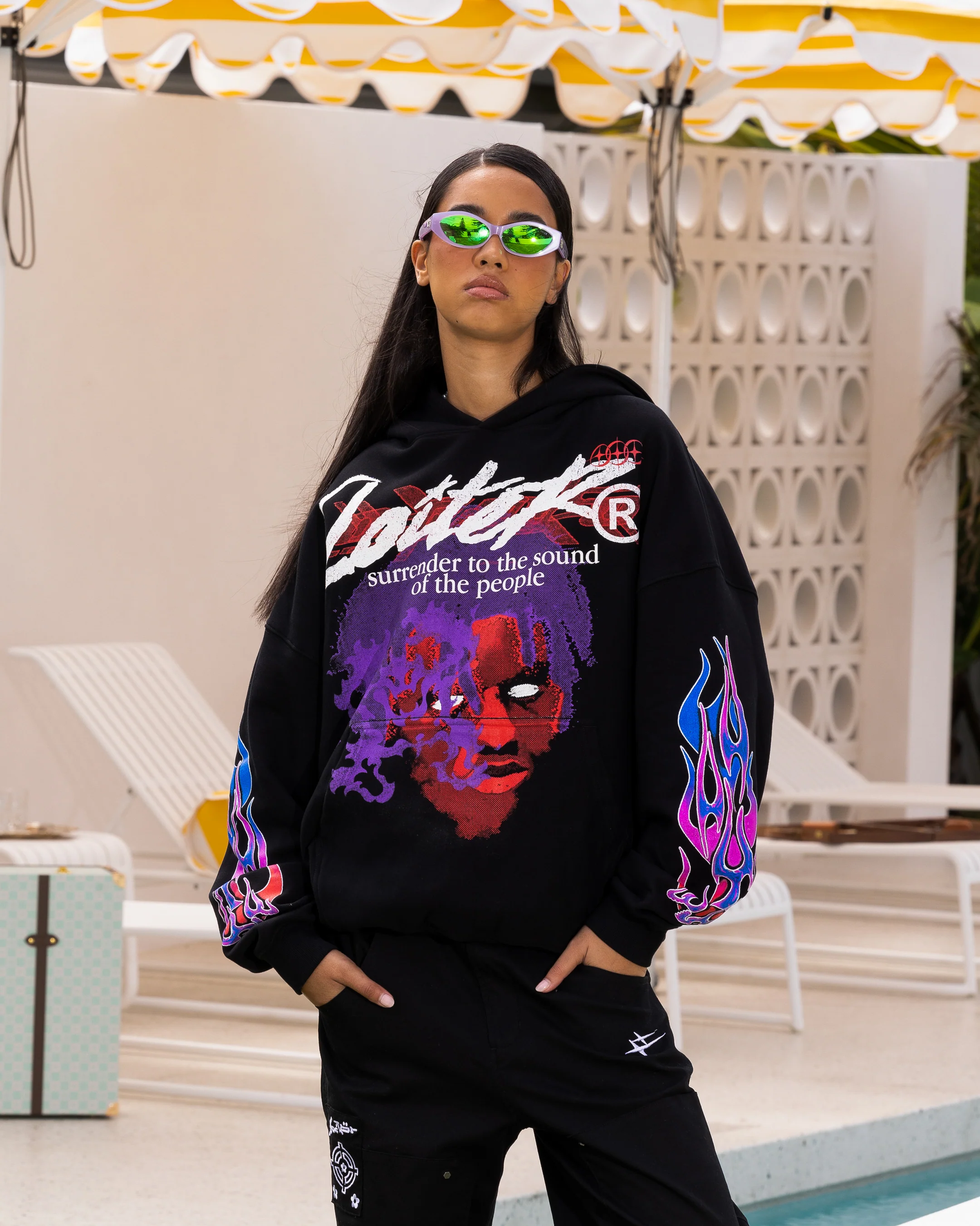 Loiter Live In Direct Vintage Hoodie Black