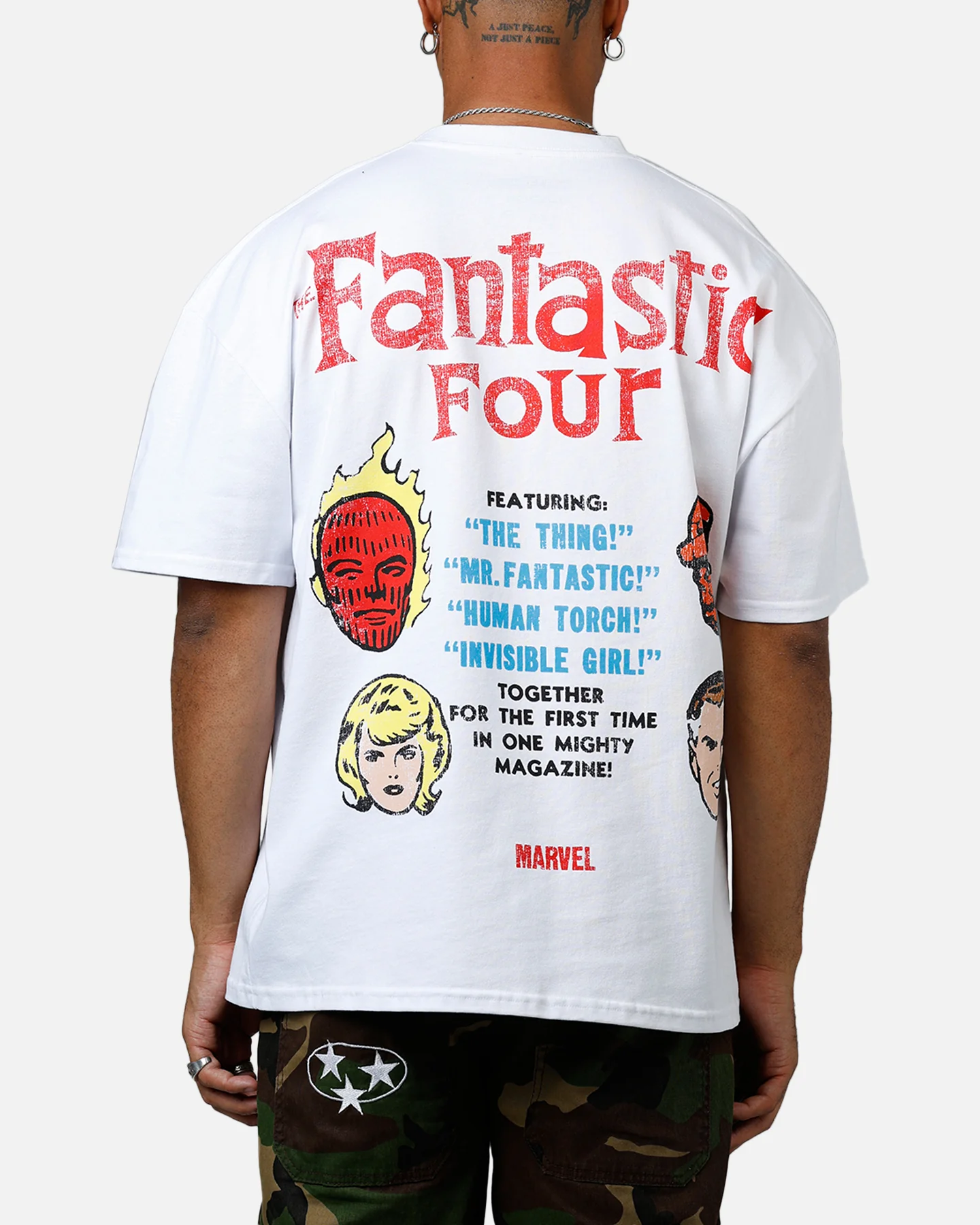 73Studio Marvel Fantastic Four Group Vintage T-Shirt White