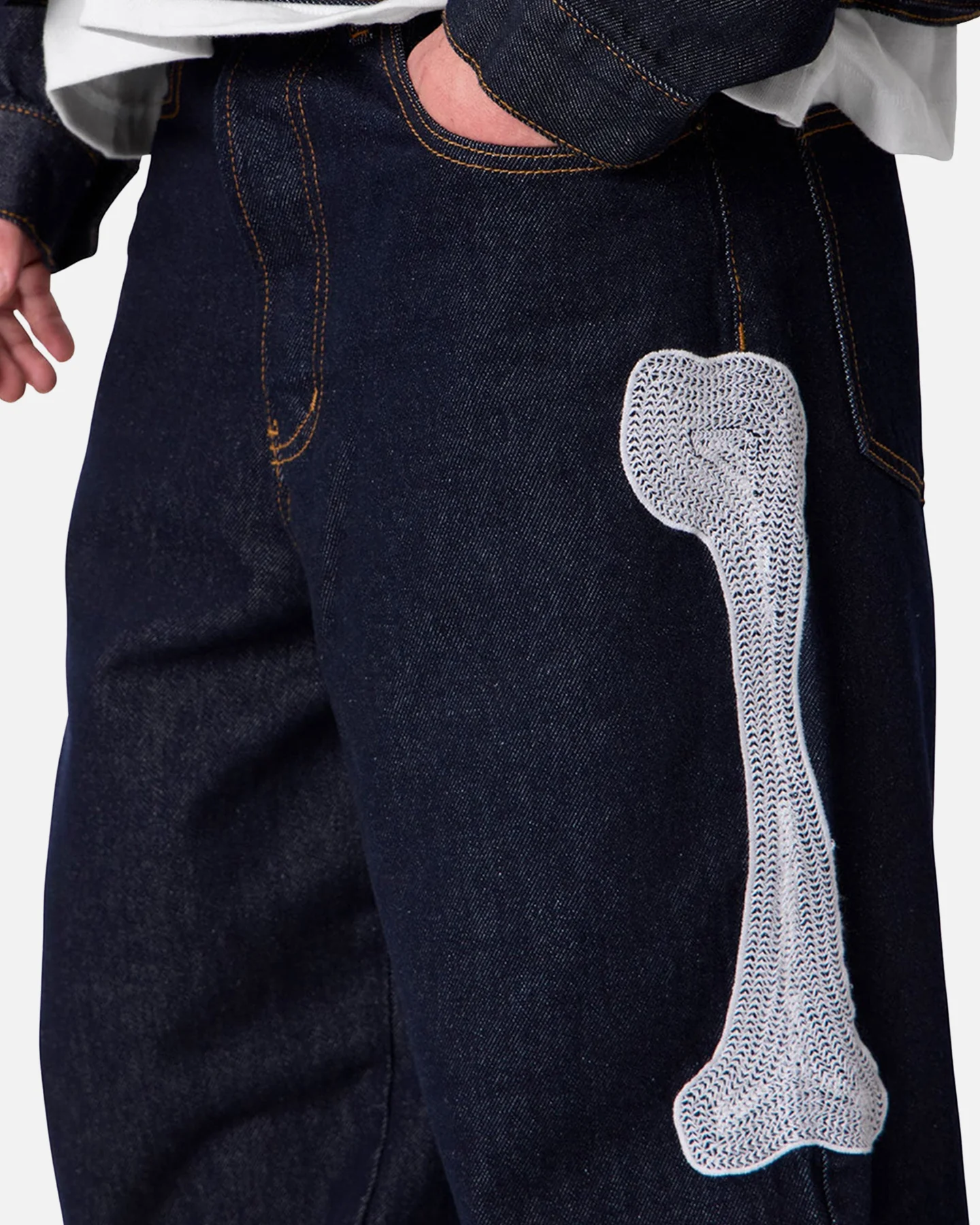 MNML Raw Skeleton Baggy Denim Jeans Rinse Indigo