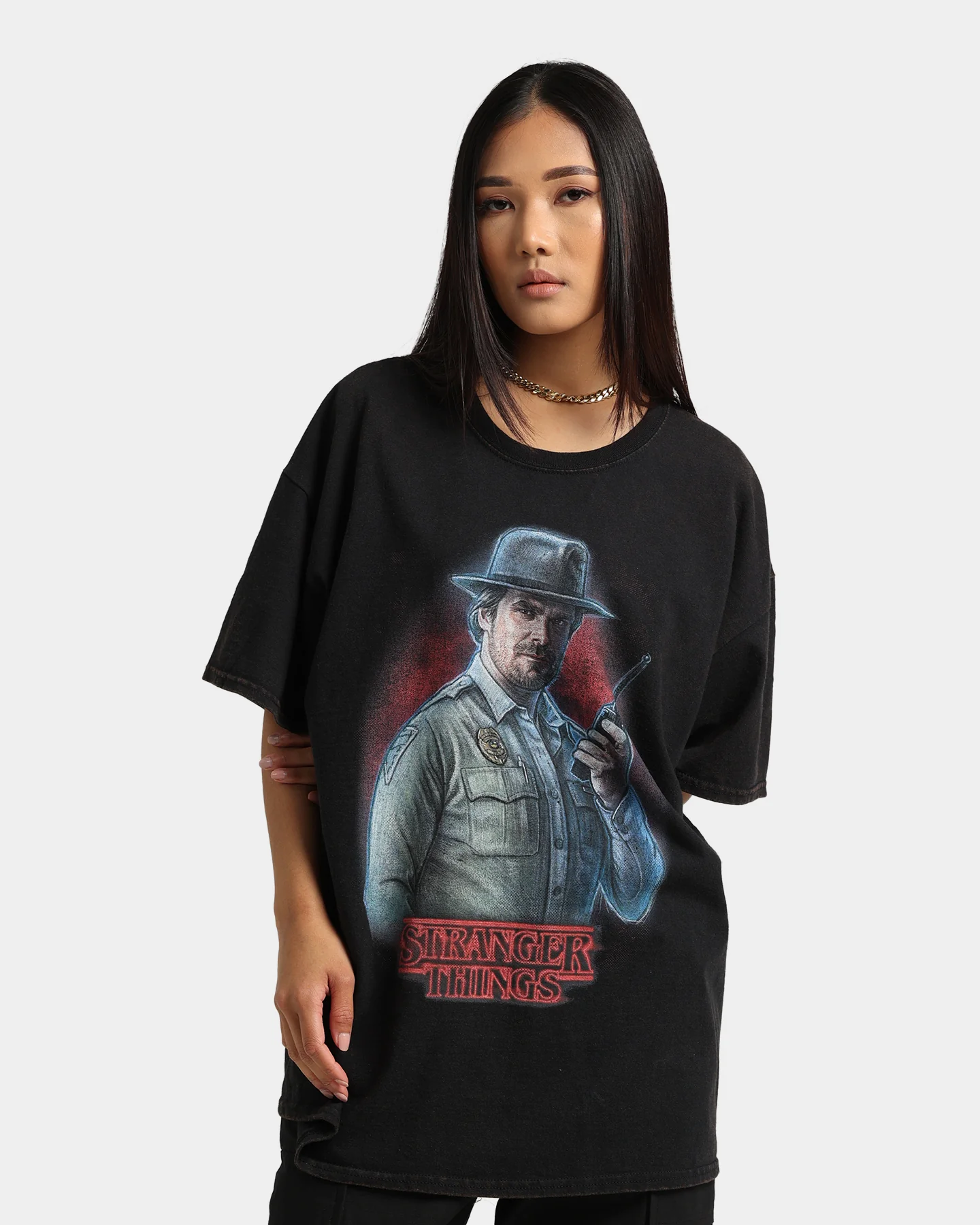 Goat Crew X Stranger Things Chief Hopper Vintage T-Shirt Black Wash