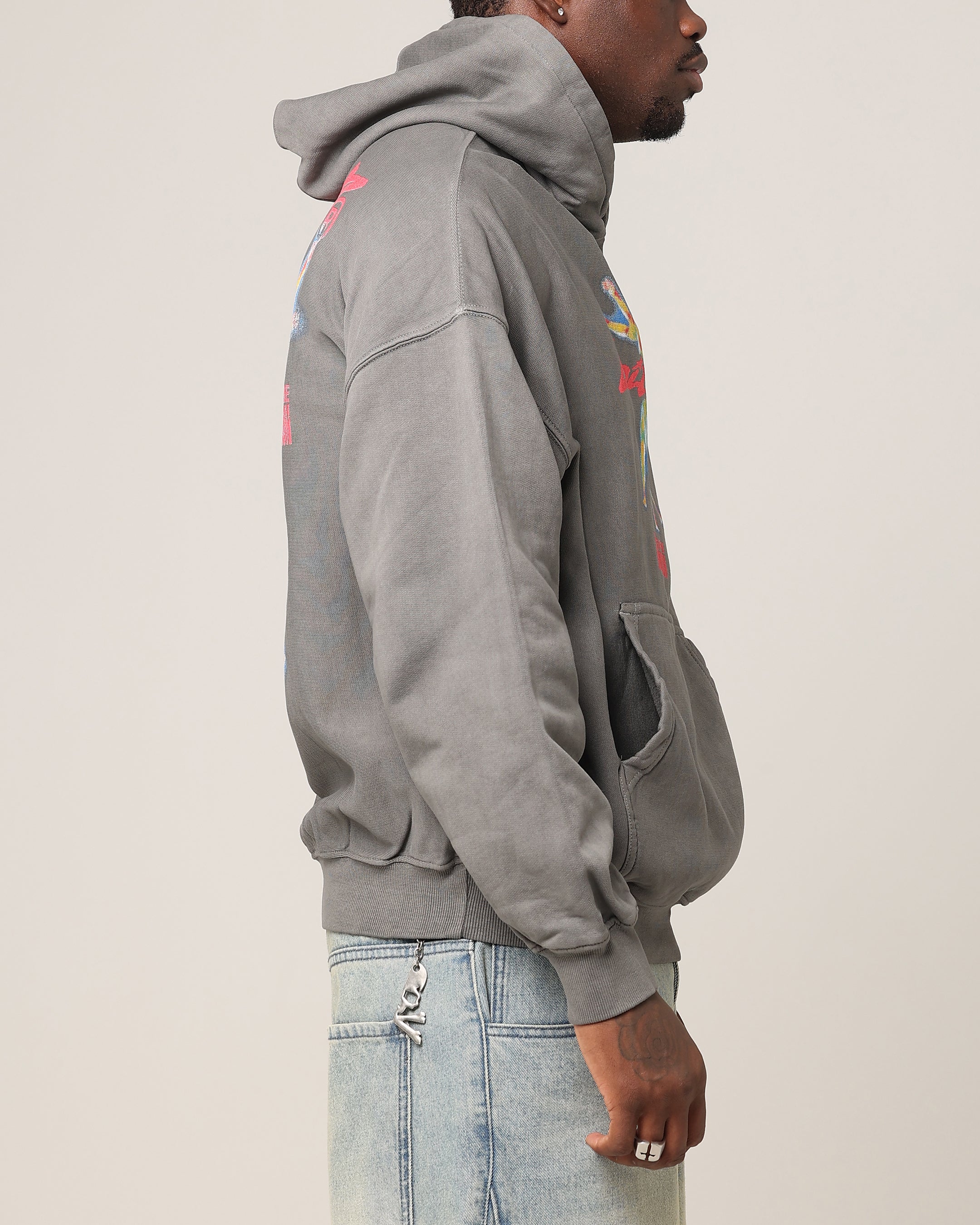 Loiter Human Condition Hoodie Washed Charcoal