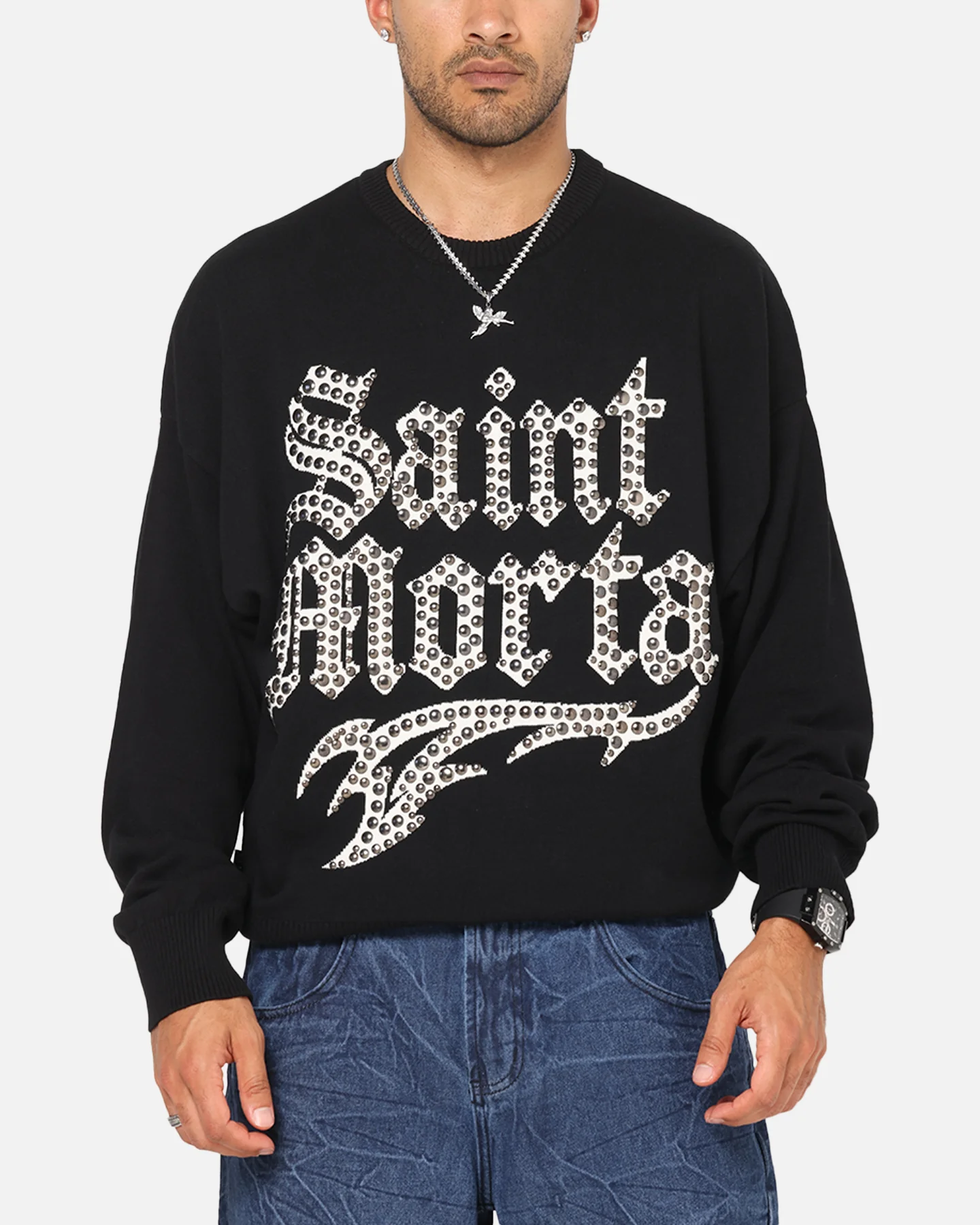 Saint Morta Sanctified Crewneck Sweater Black