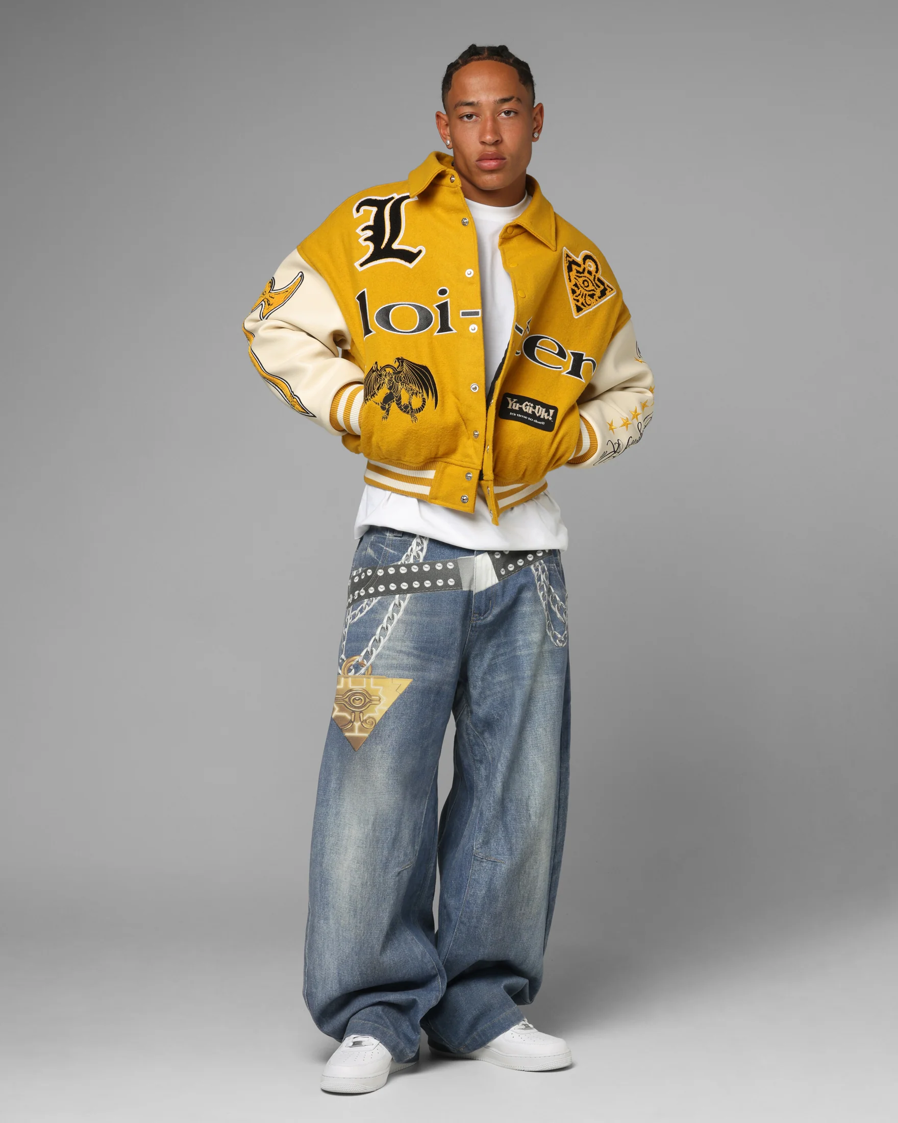 Loiter X Yu-Gi-Oh! Dragon Of Ra Varsity Jacket Off White/Yellow