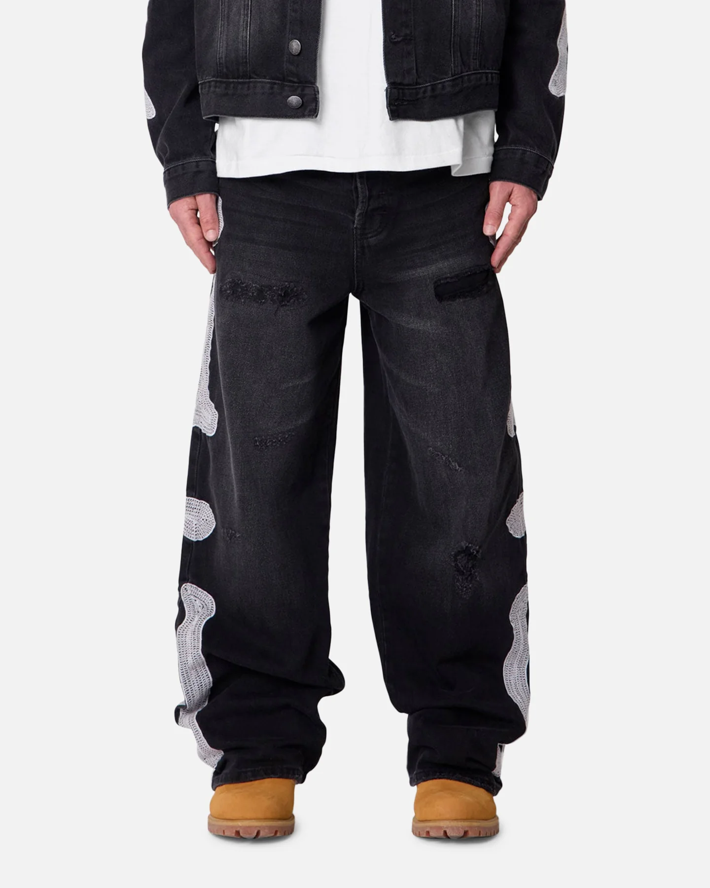 MNML Skeleton Baggy Denim Jeans Washed Black