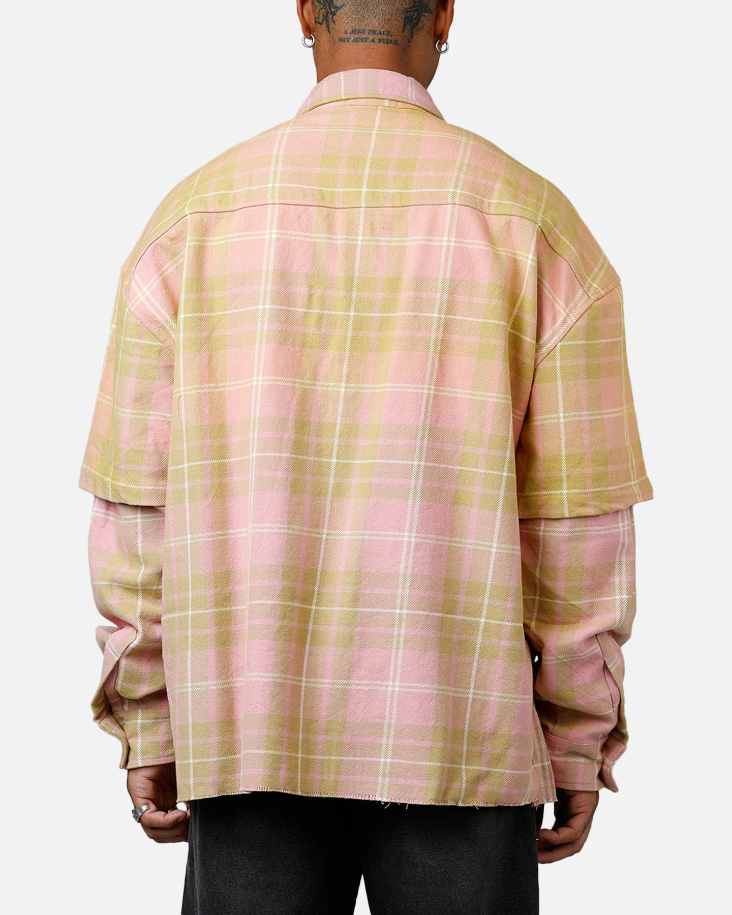 MNML Dip Fade Flannel Shirt Pink