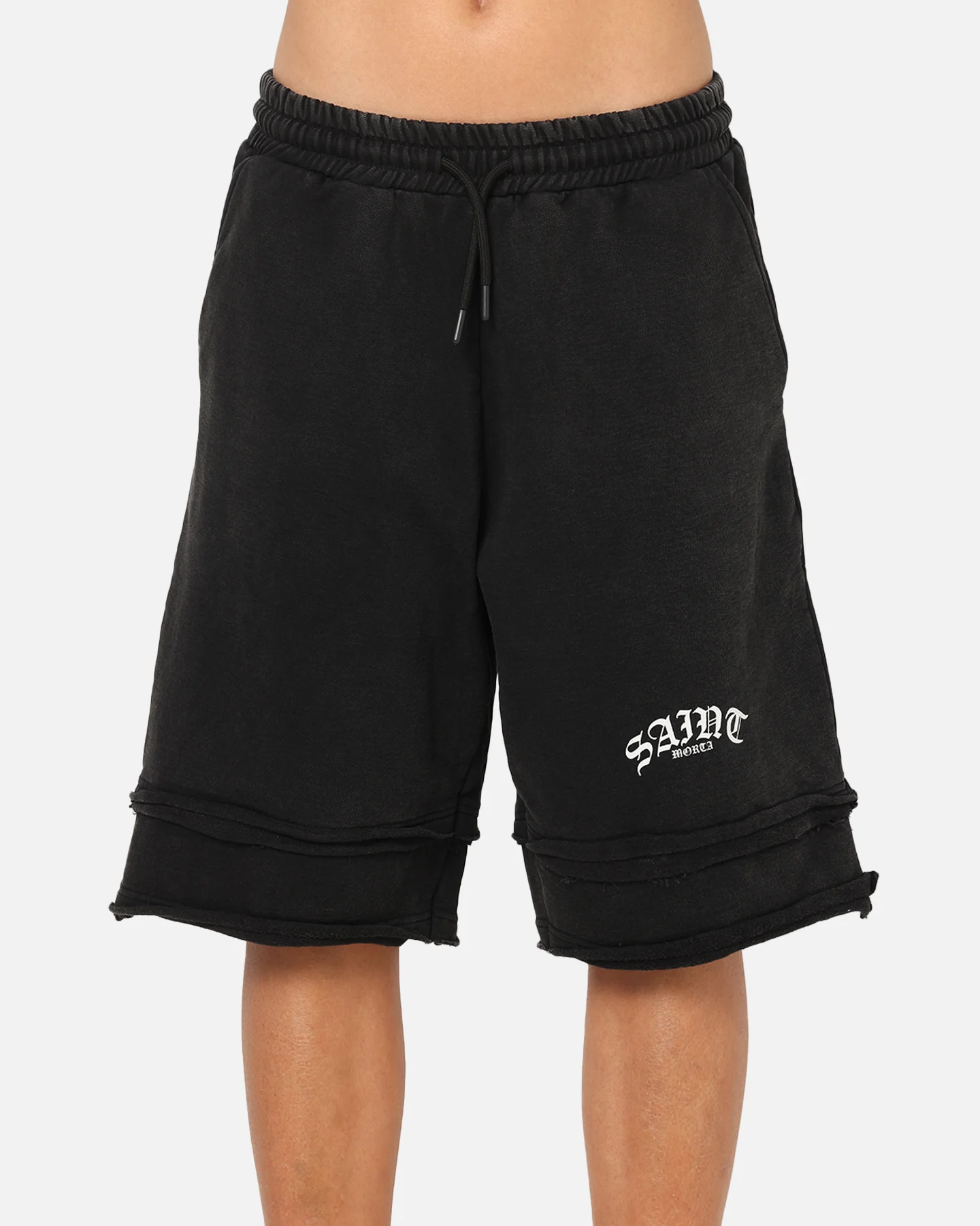 Saint Morta Gothic Layered Sweat Shorts Black