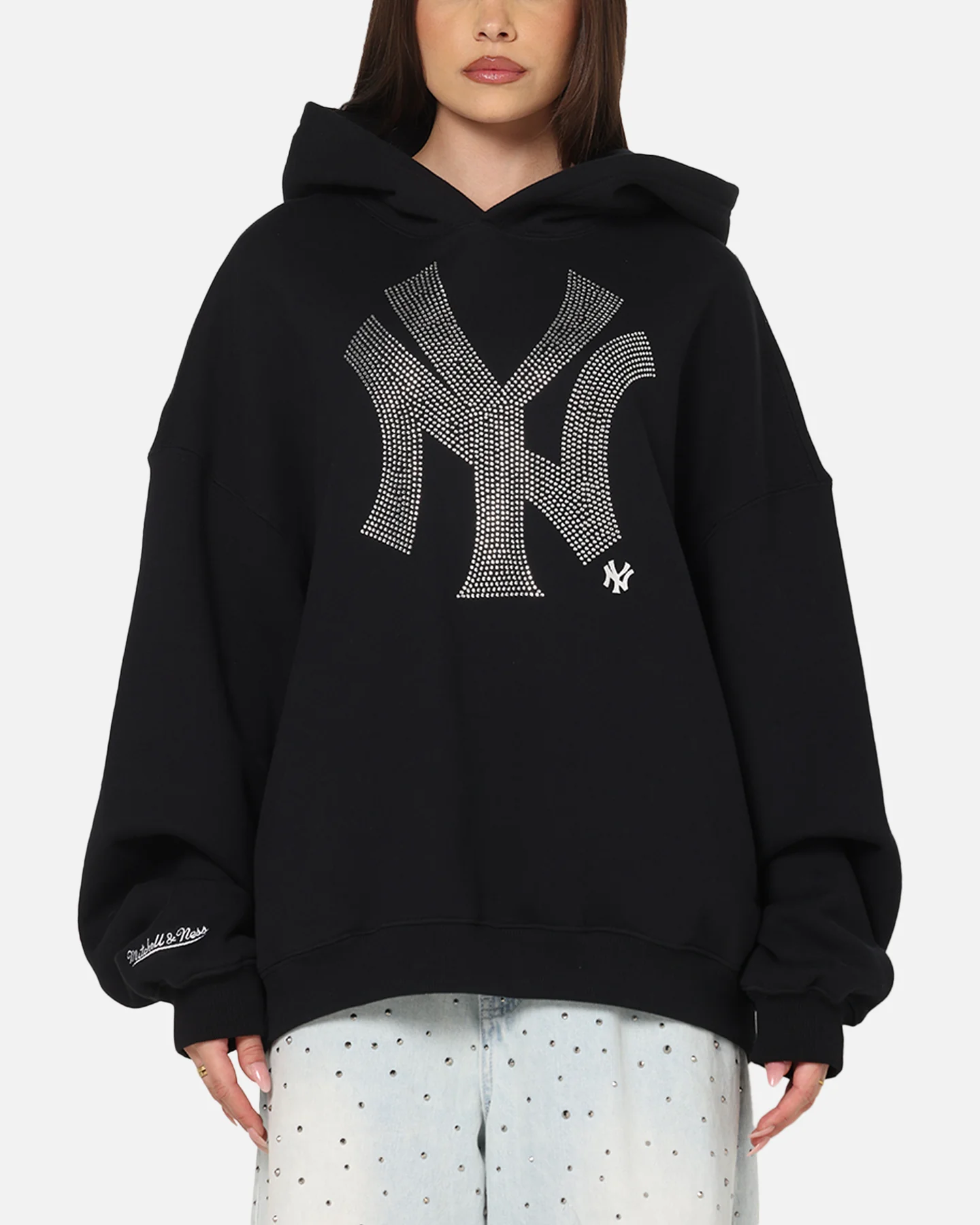 Mitchell & Ness New York Yankees Rhinestone Hoodie Faded Black