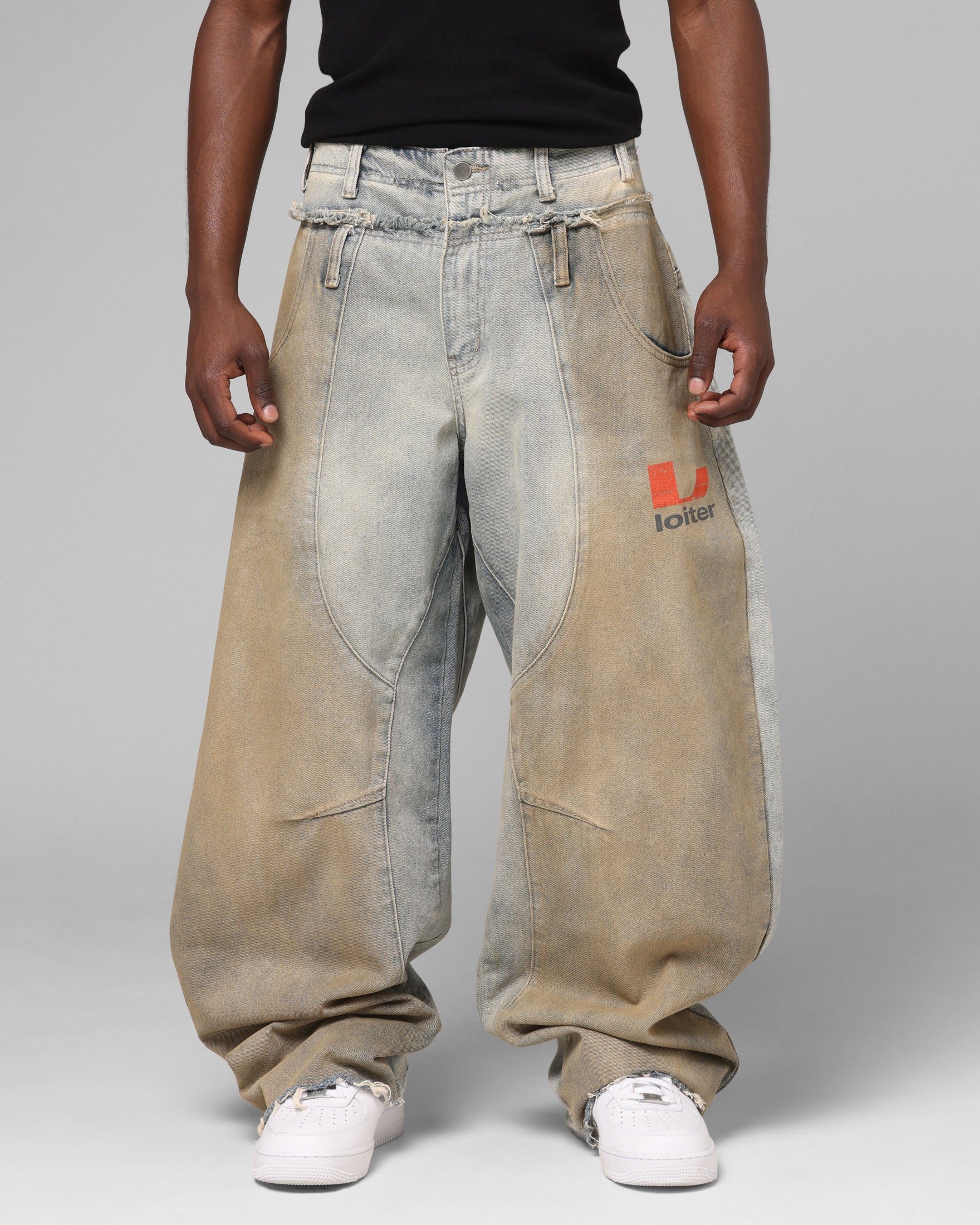 Loiter Layered Western Jeans Blue Wash