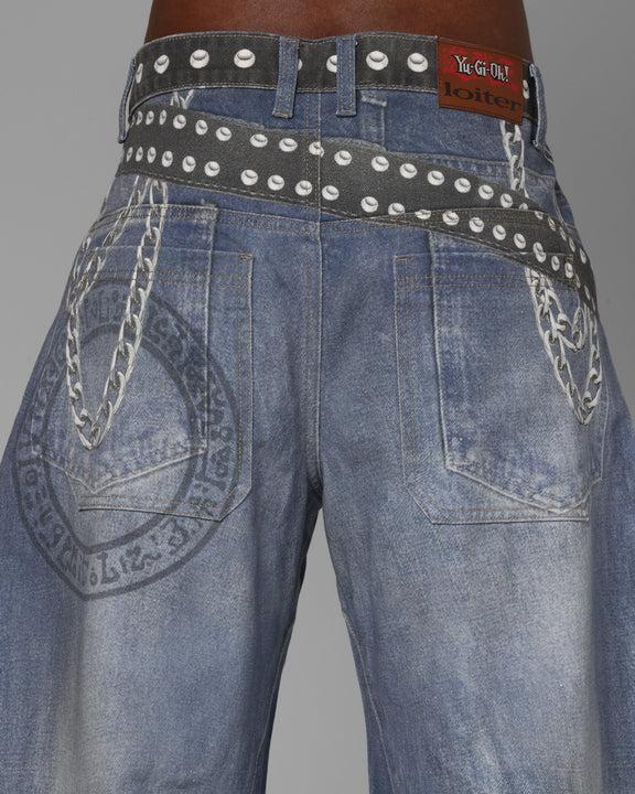 Loiter X Yu-Gi-Oh! Printed Yugi Denim Jeans Denim Blue
