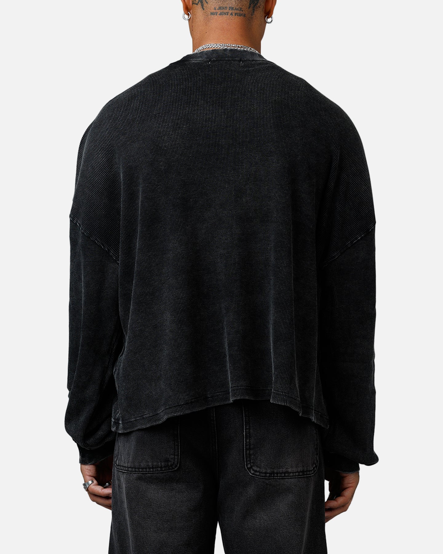 MNML Washed Chopper Thermal Long Sleeve T-Shirt Washed Black