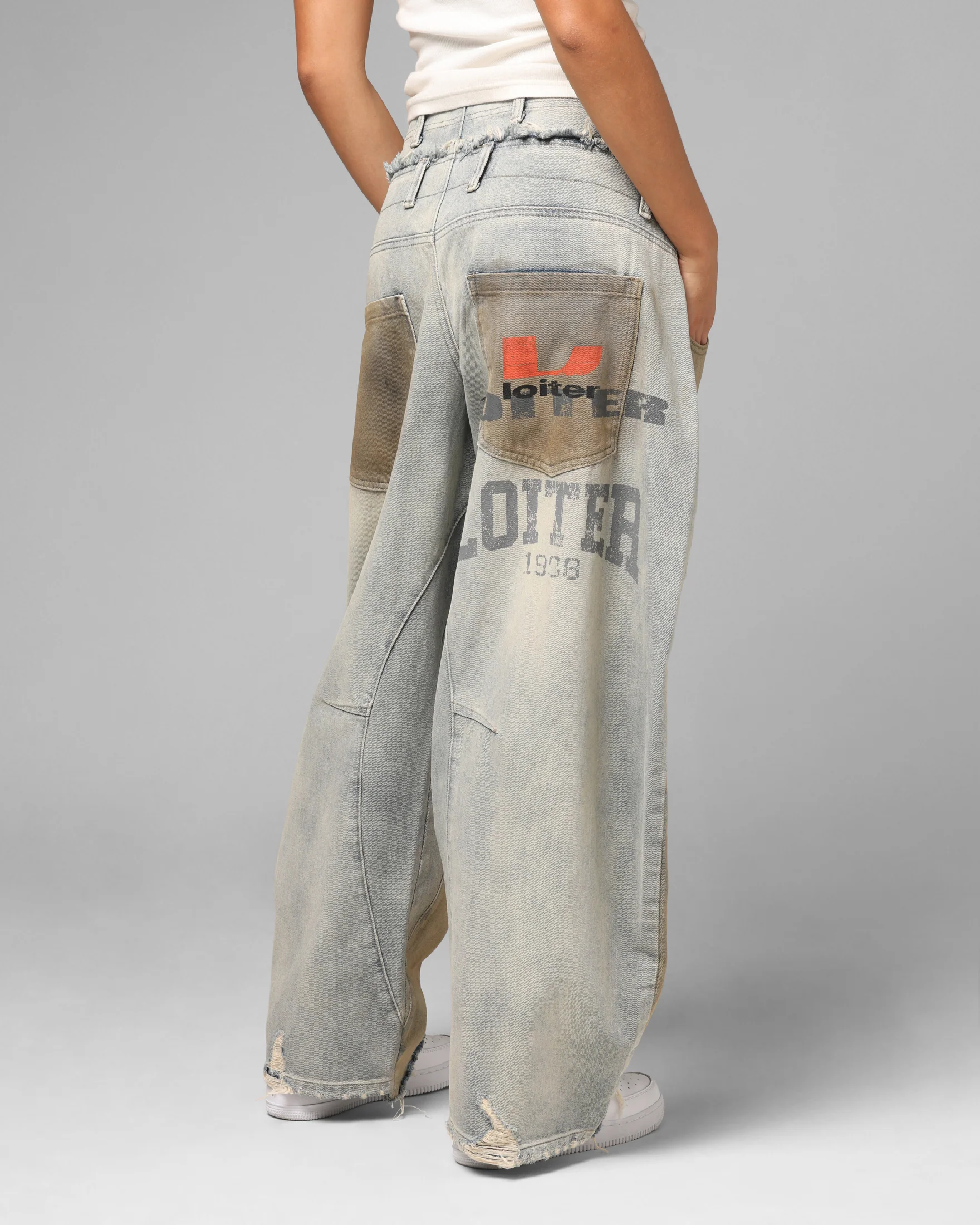 Loiter Layered Western Jeans Blue Wash