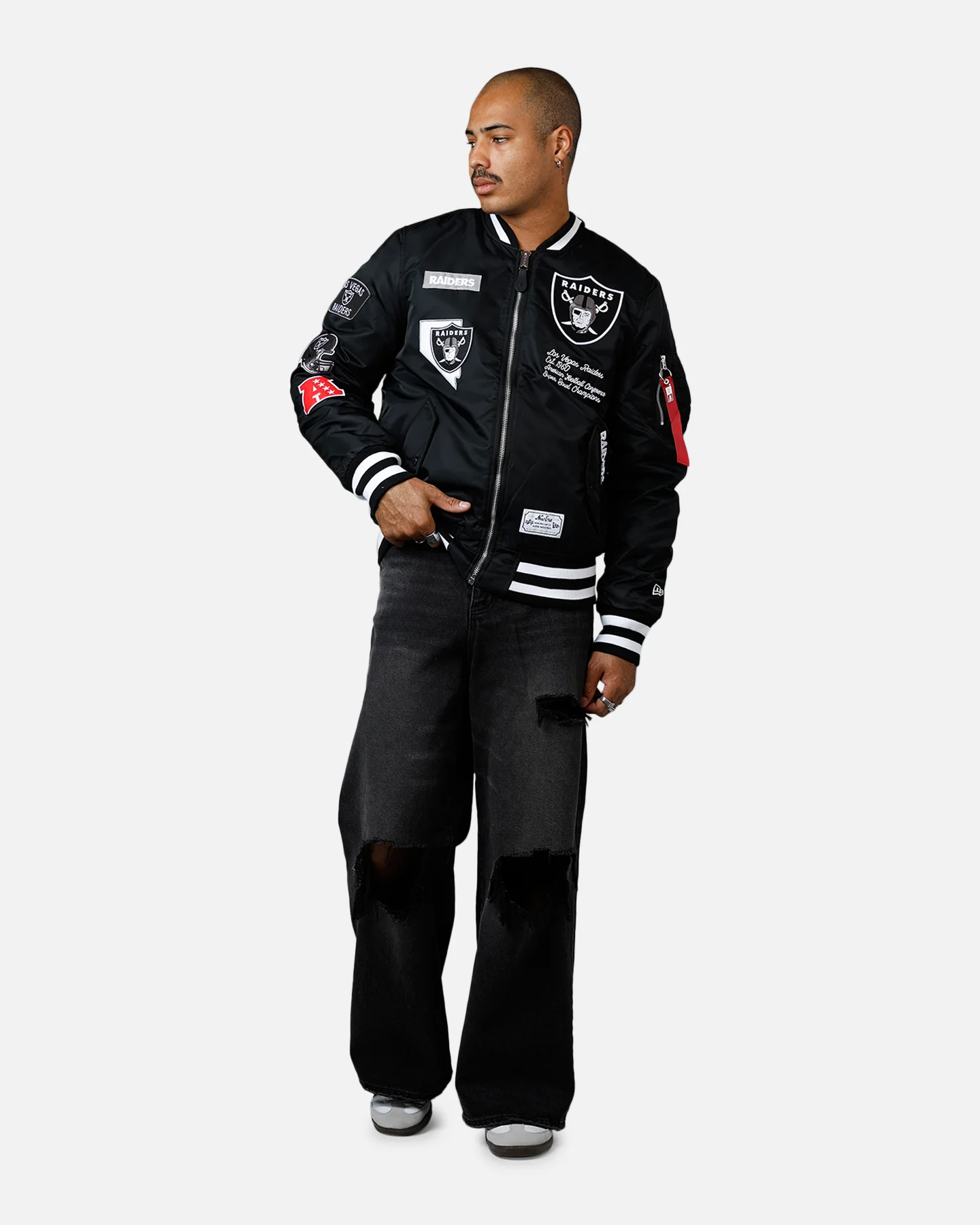New Era X Alpha Series X NFL Las Vegas Raiders MA-1 Bomber Jacket Black