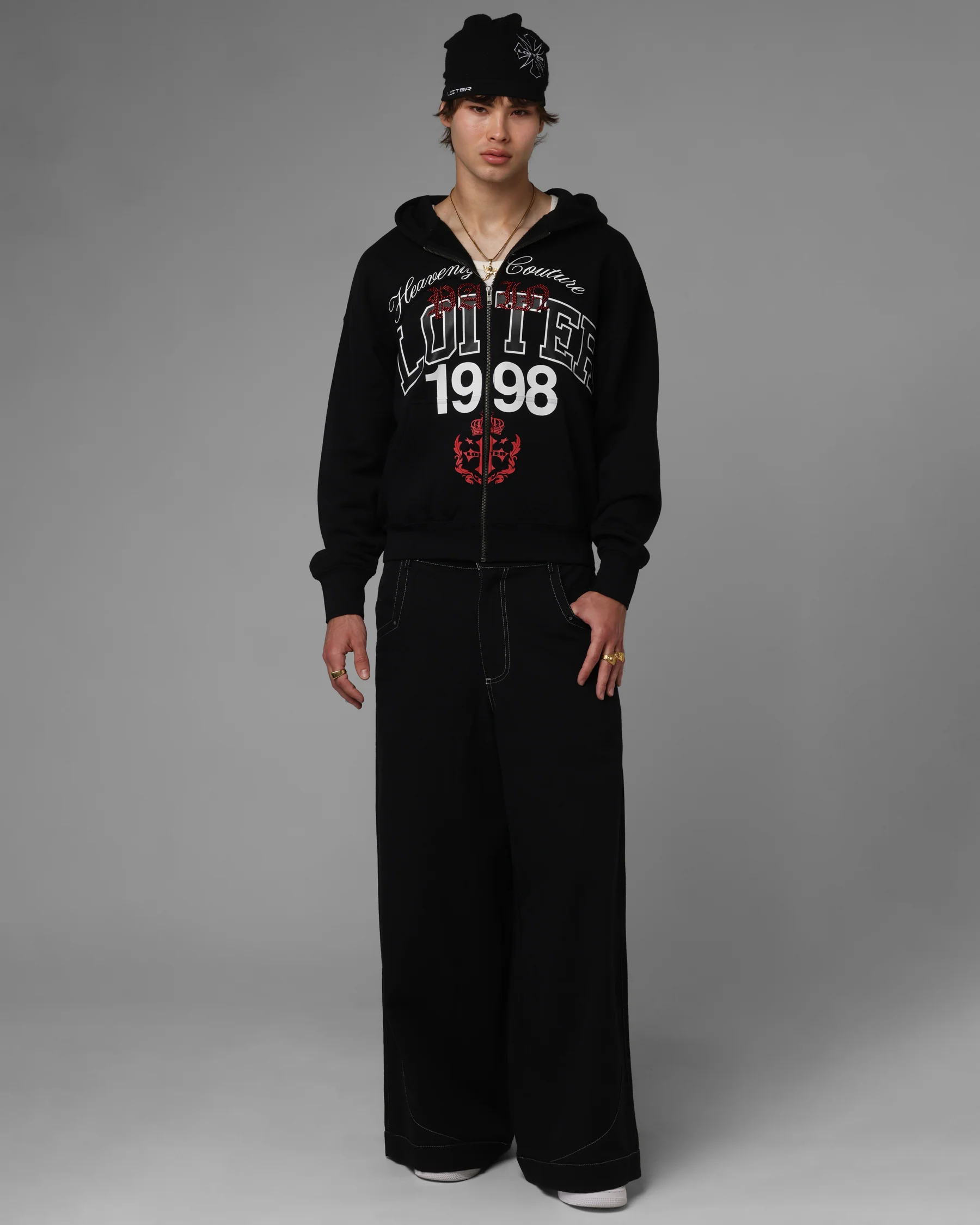 Loiter Drop Out Zip Hoodie Black