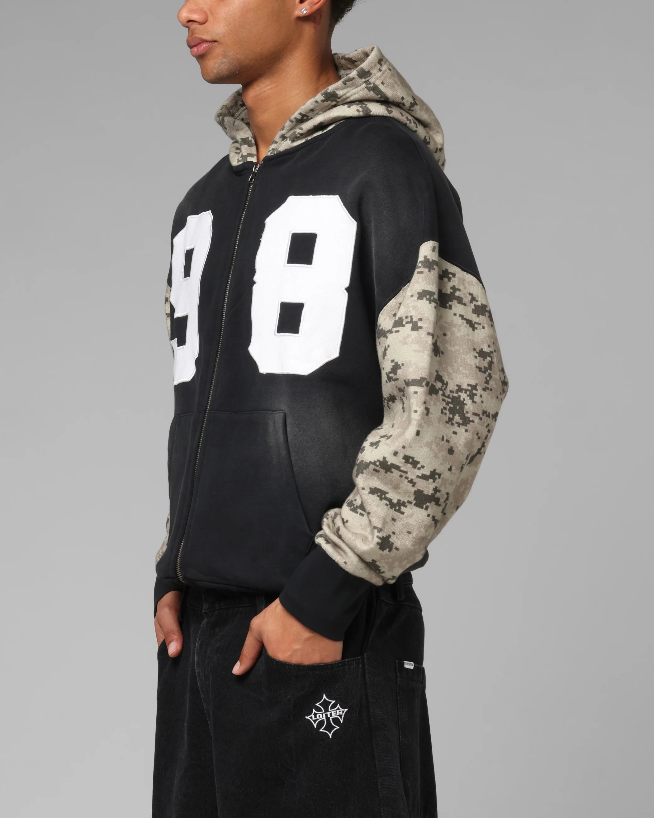 Loiter Cosmos Zip Hoodie Black/Camo
