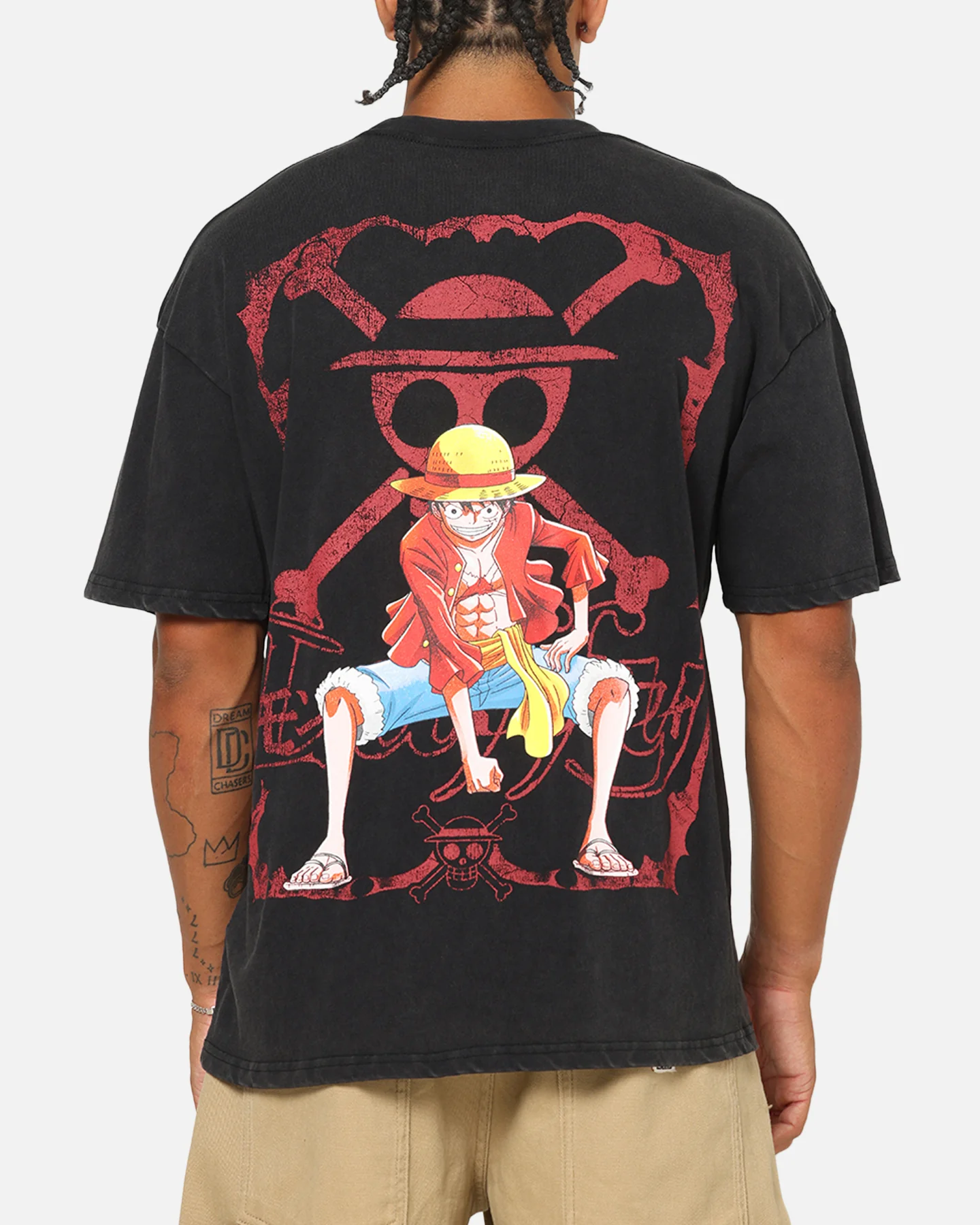 73Studio X One Piece Luffy Vintage T-Shirt Off Black