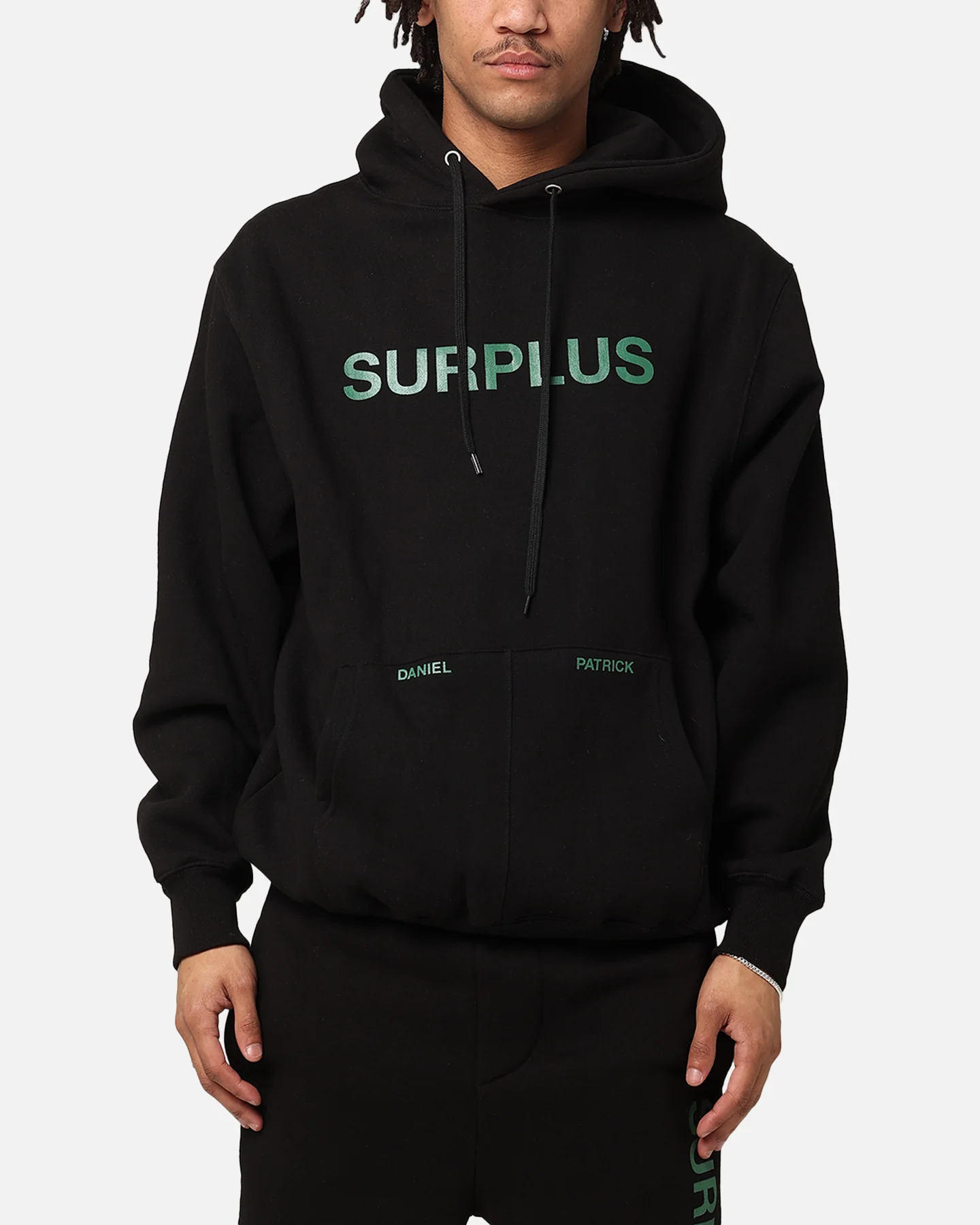 Daniel Patrick Surplus Logo Hoodie Black/Hunter Green