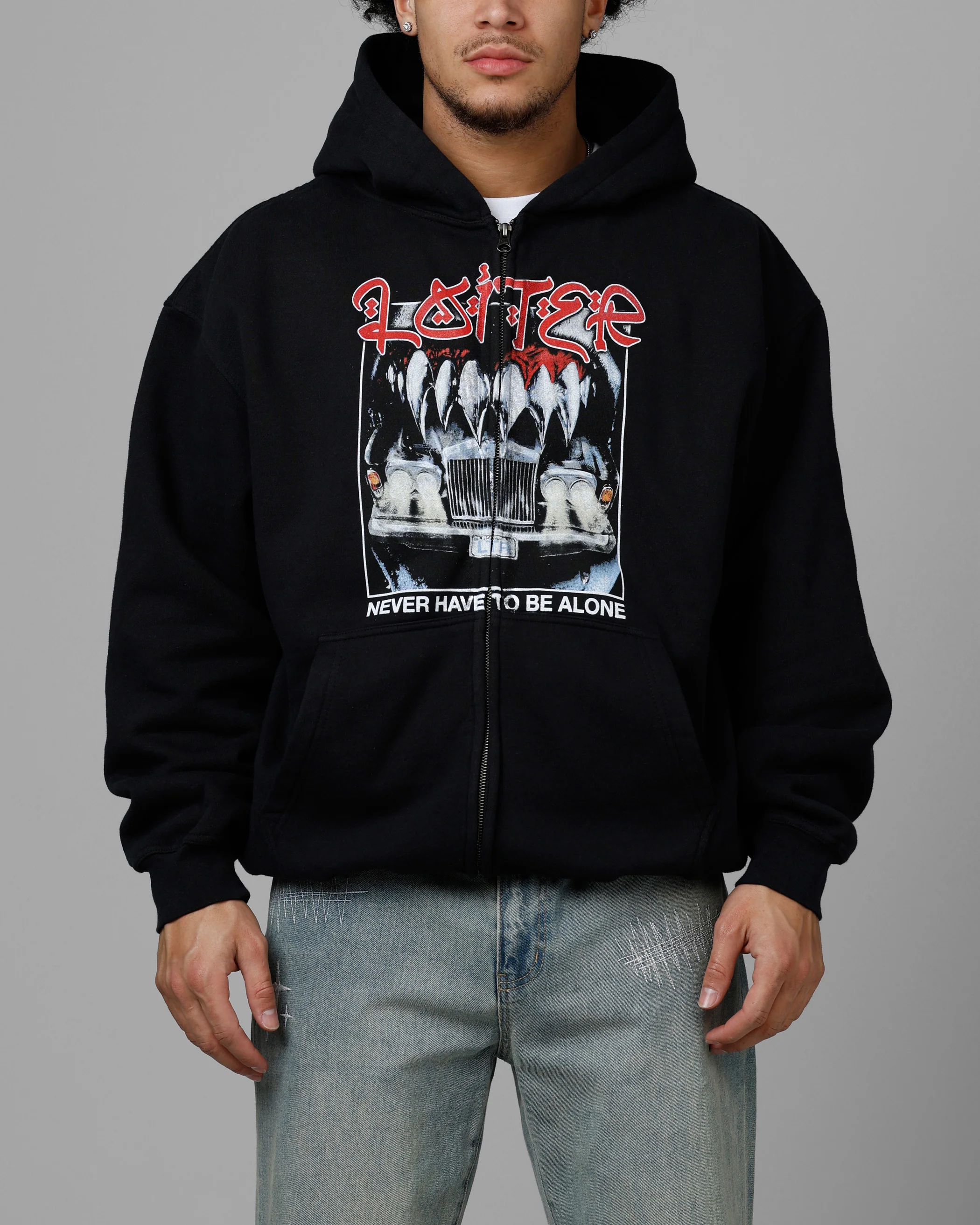 Loiter Always And Forever Zip Hoodie Black