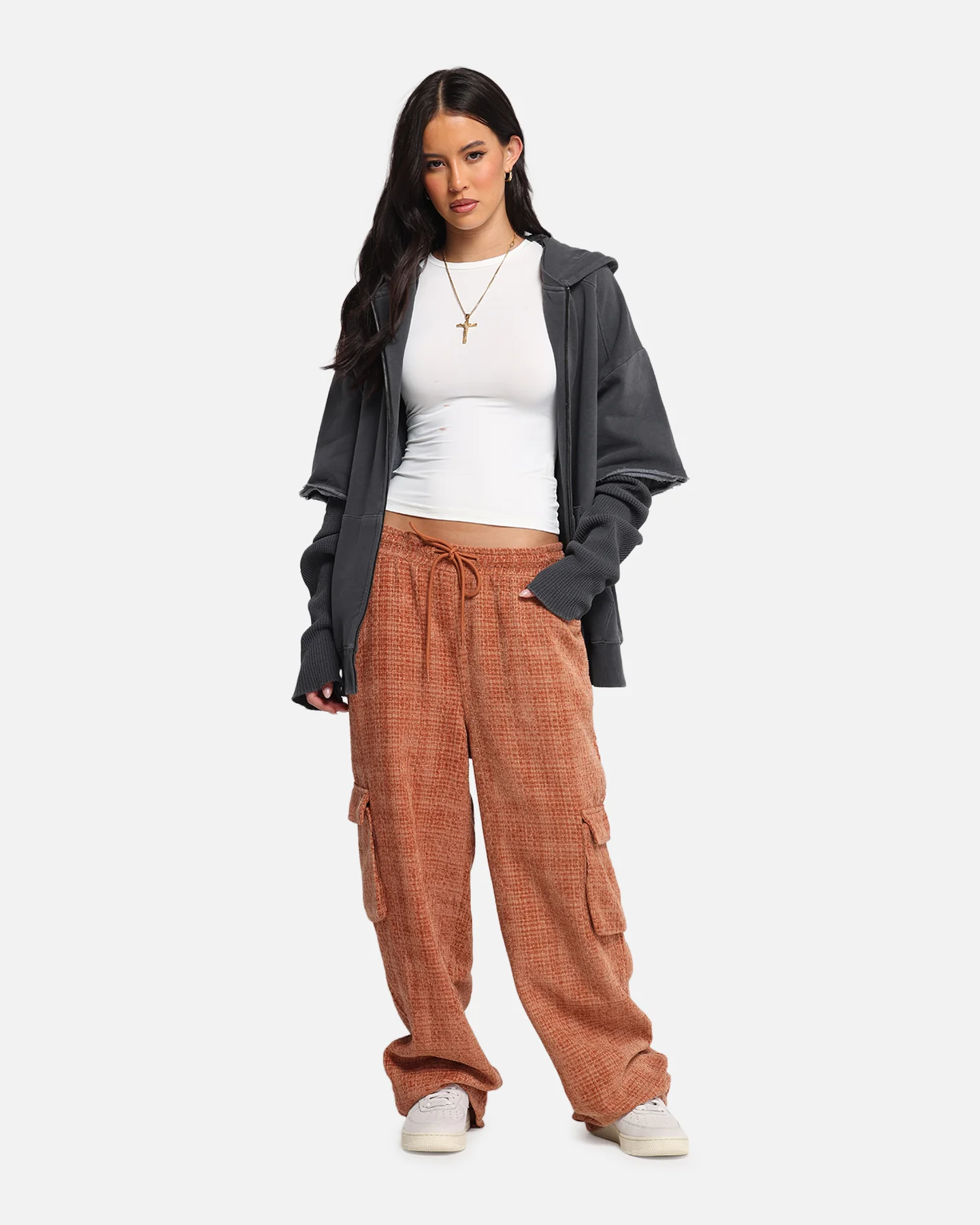 XXIII Boucle Tweed Cargo Pants Rust