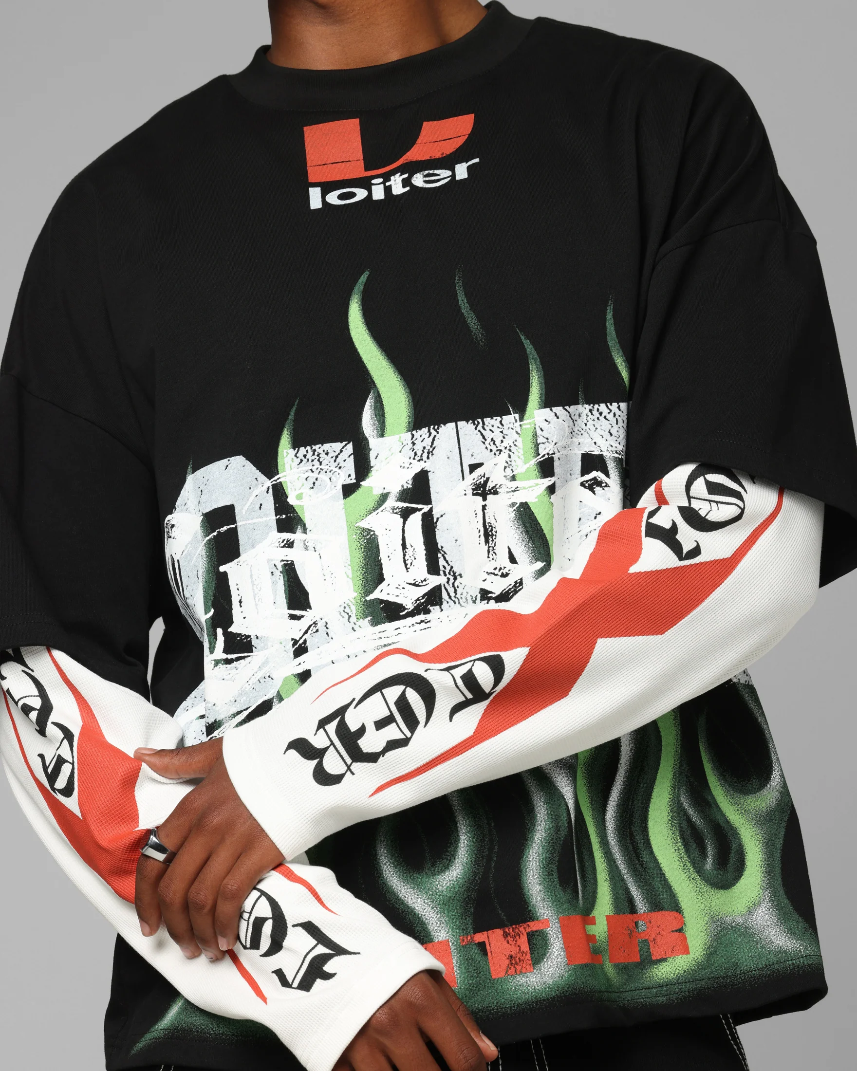 Loiter Inferno Layered Long Sleeve T-Shirt Black
