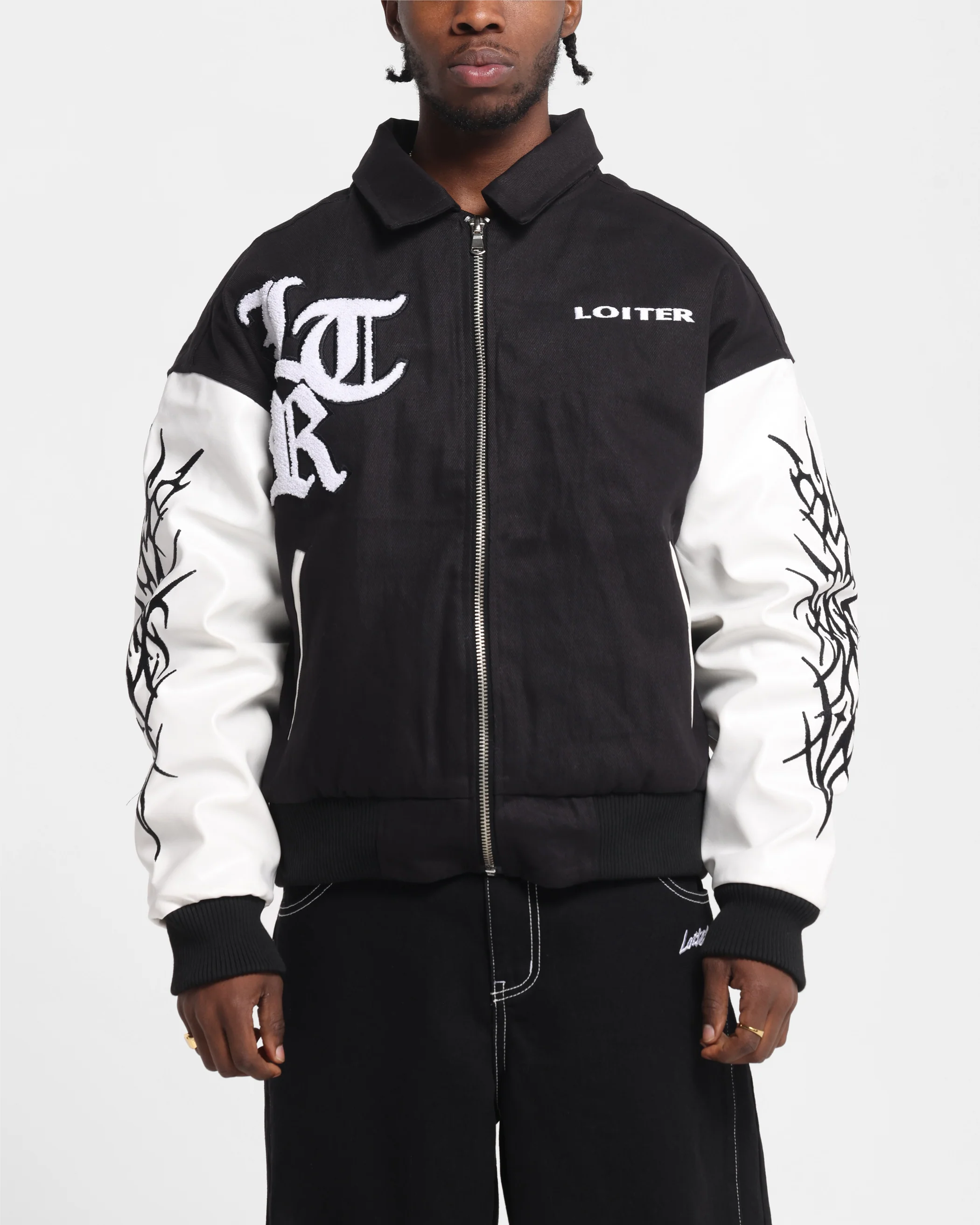 Loiter Cyber Varsity Jacket Black/White