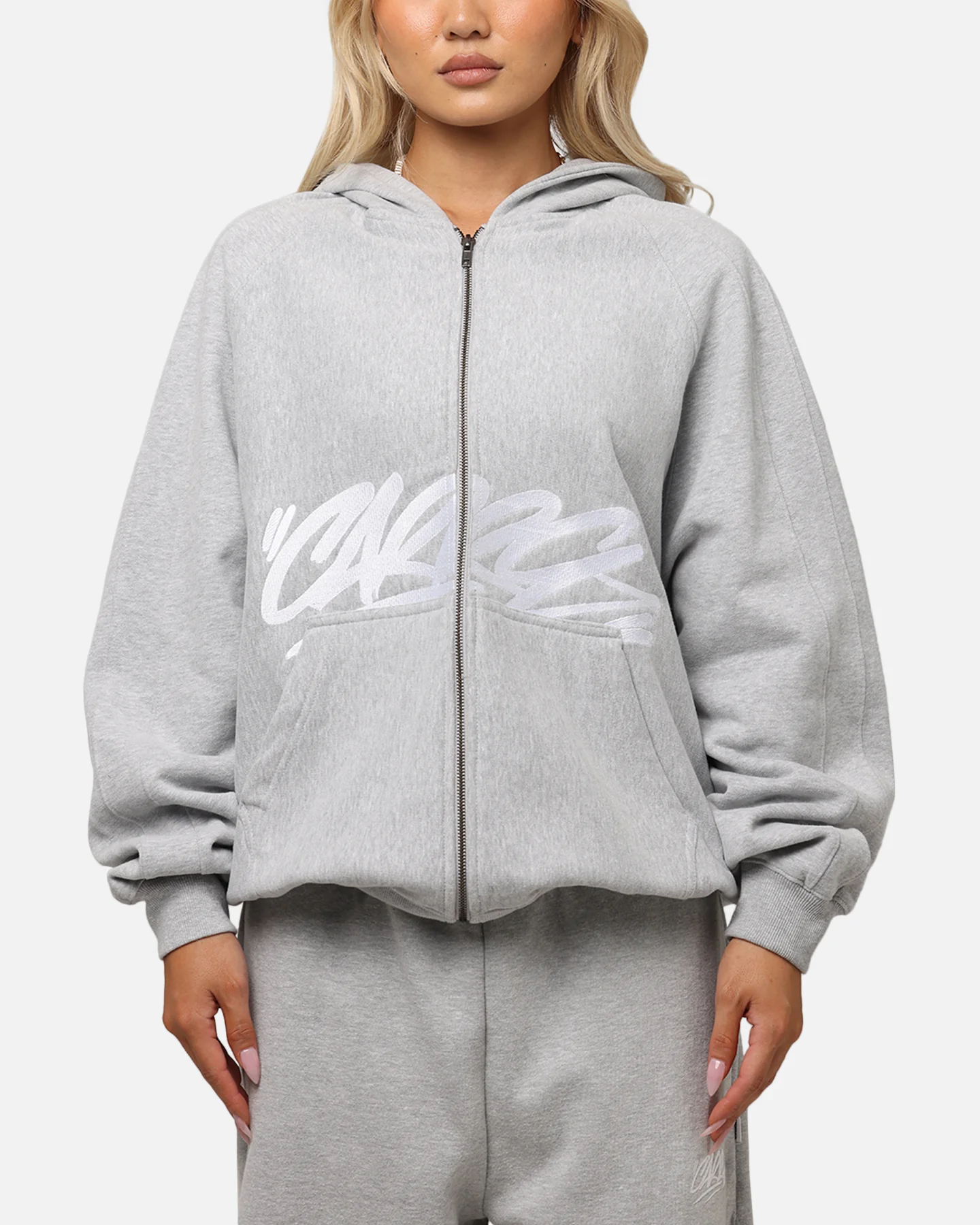 Carre Grit Zip Hoodie Grey Marle