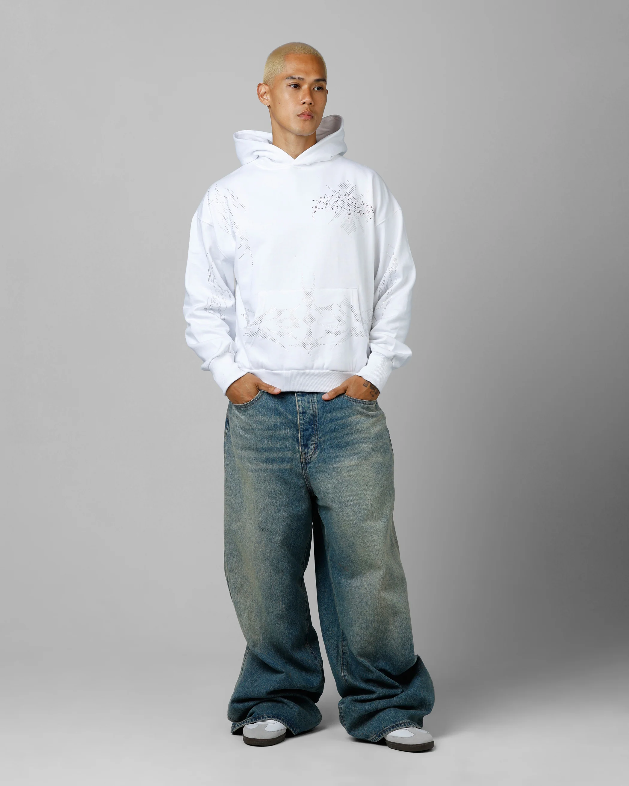 Loiter Opaque Rhinestone Premium Hoodie Off White