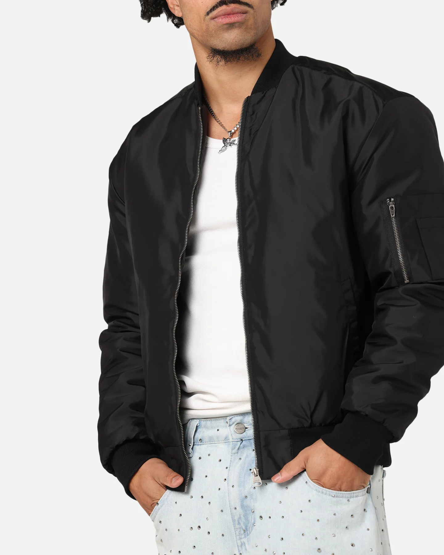 Saint Morta Gothic Noir Bomber Jacket Black