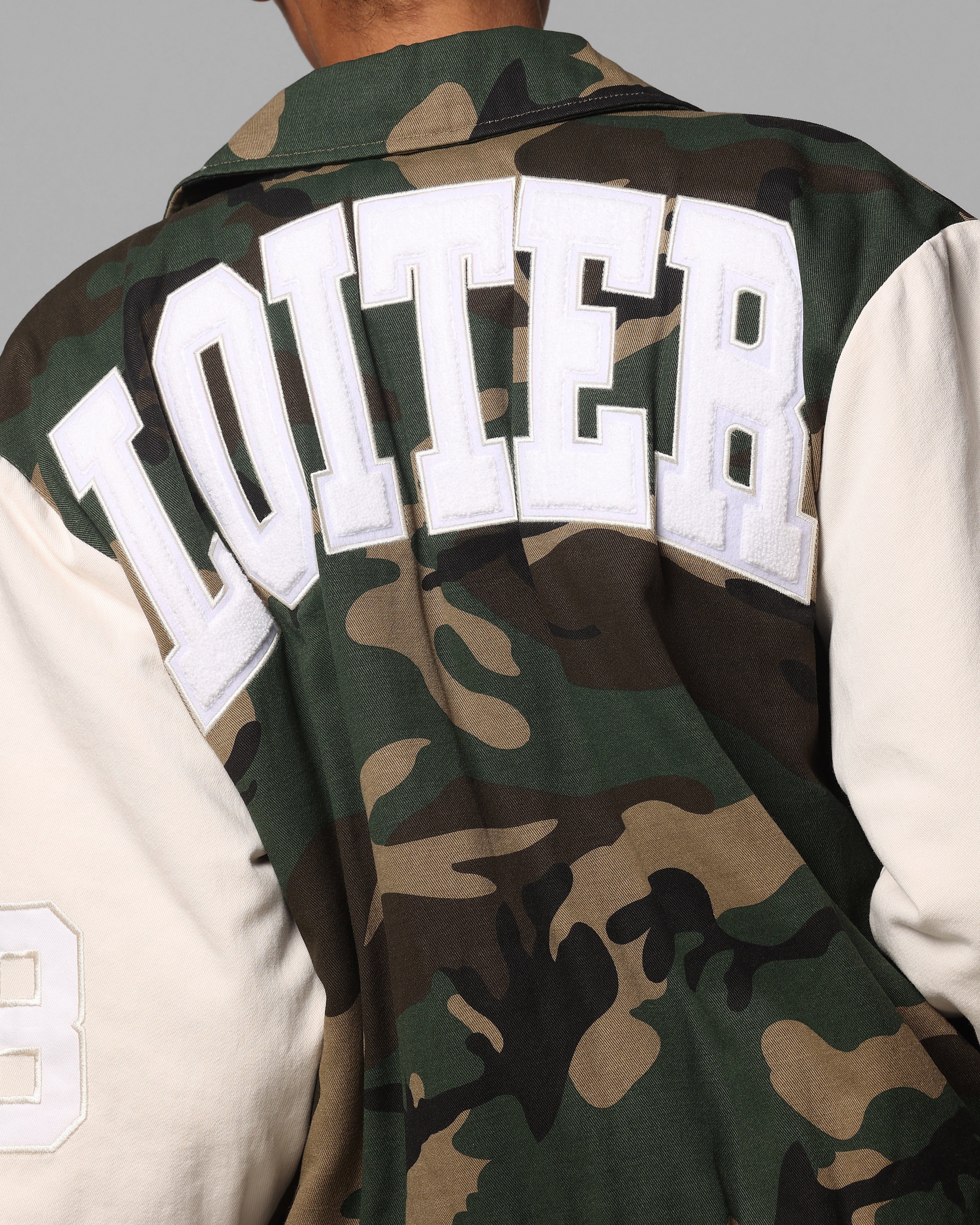 Loiter Star Child Varsity Jacket Woodland Camo