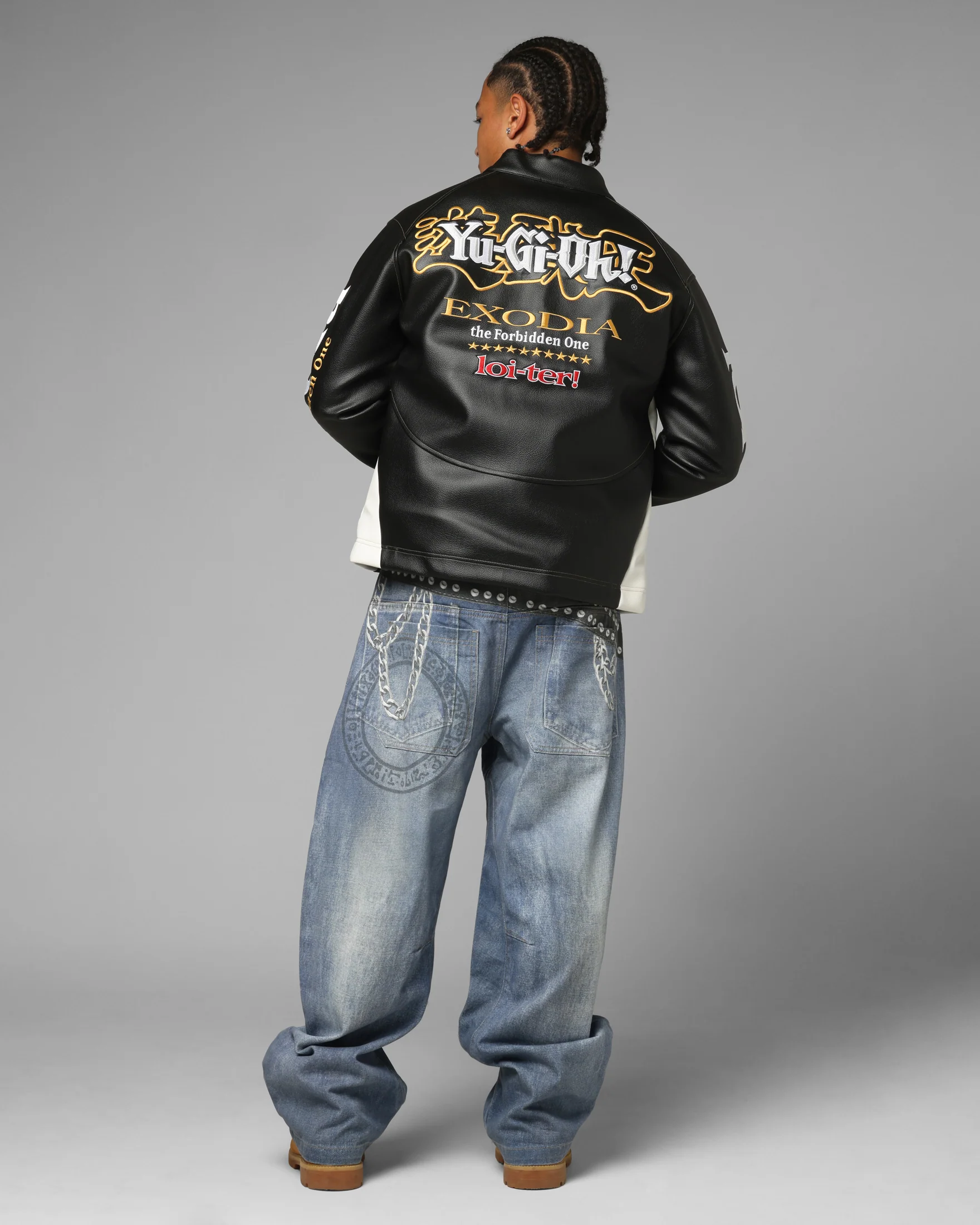 Loiter X Yu-Gi-Oh! Exodia Biker Jacket Black/Off White