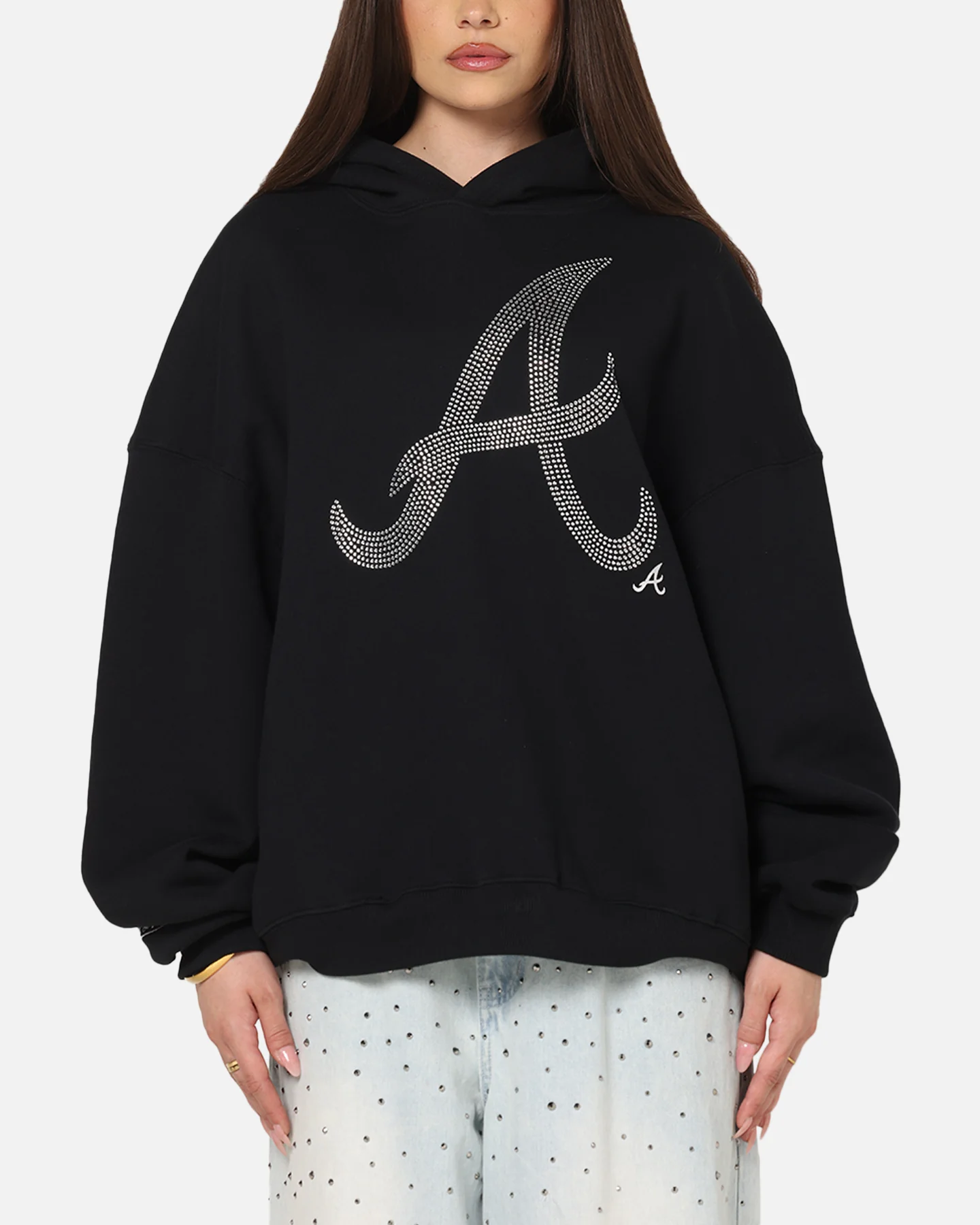 Mitchell & Ness Atlanta Braves Rhinestone Hoodie Faded Black