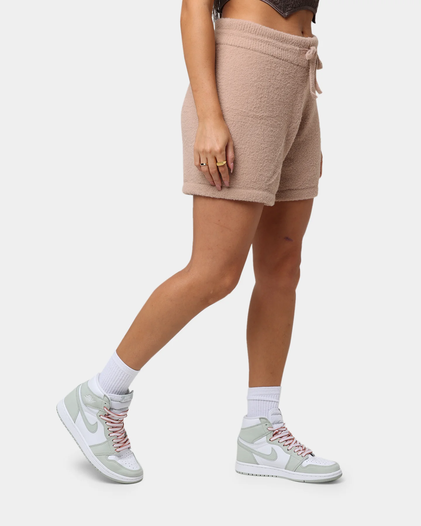 Karl Kani Women's Small Signature Shorts Taupe