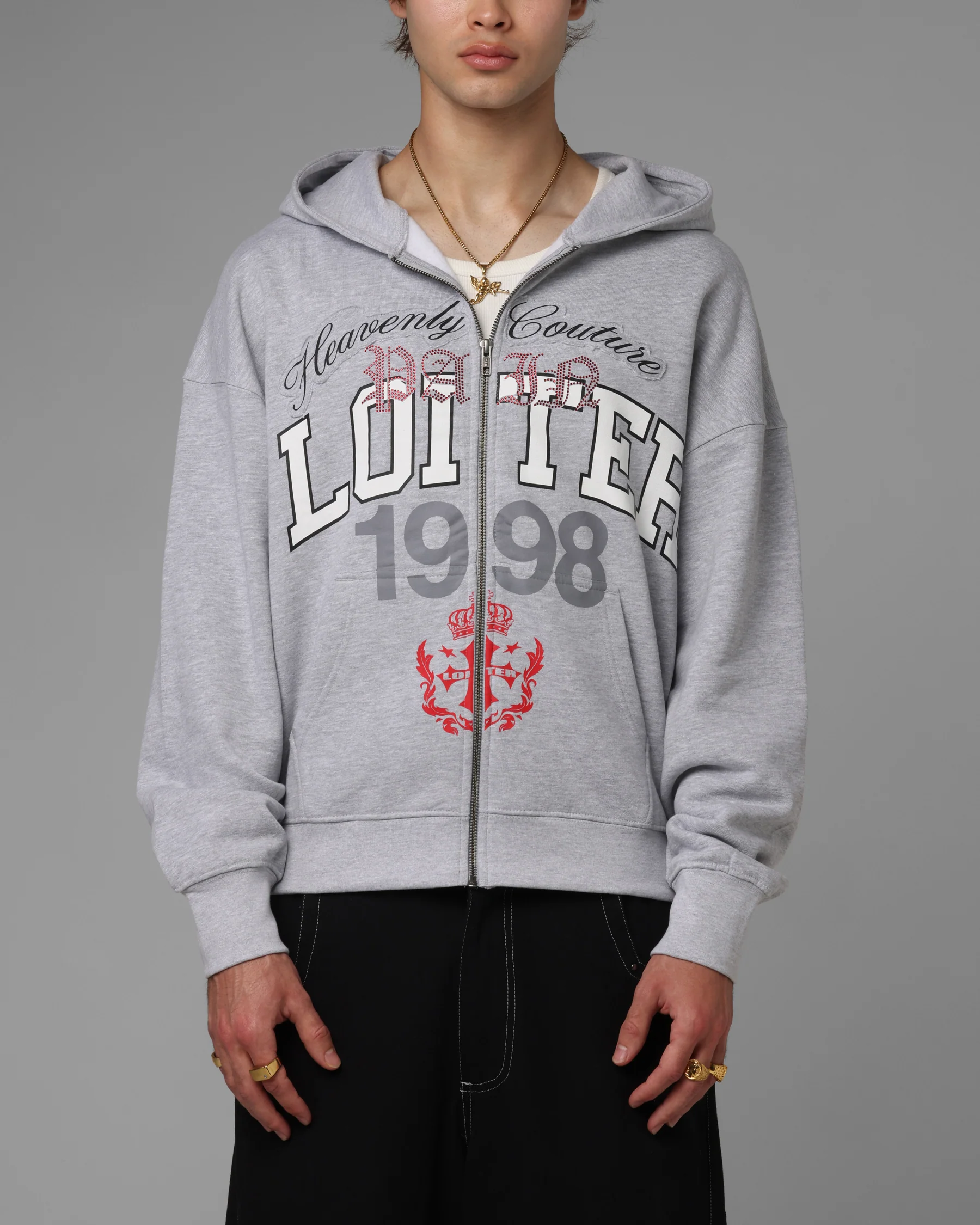 Loiter Drop Out Zip Hoodie Grey