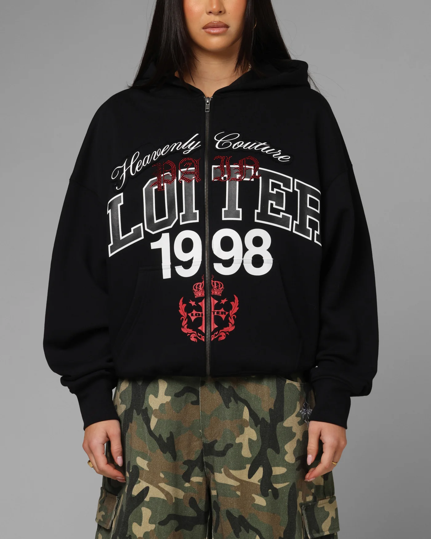 Loiter Drop Out Zip Hoodie Black