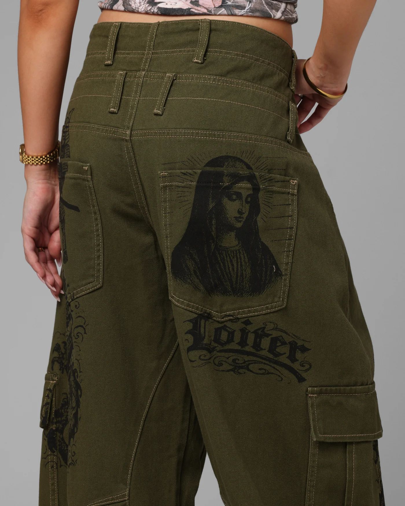 Loiter Layered Holy Fire Cargo Pants Khaki