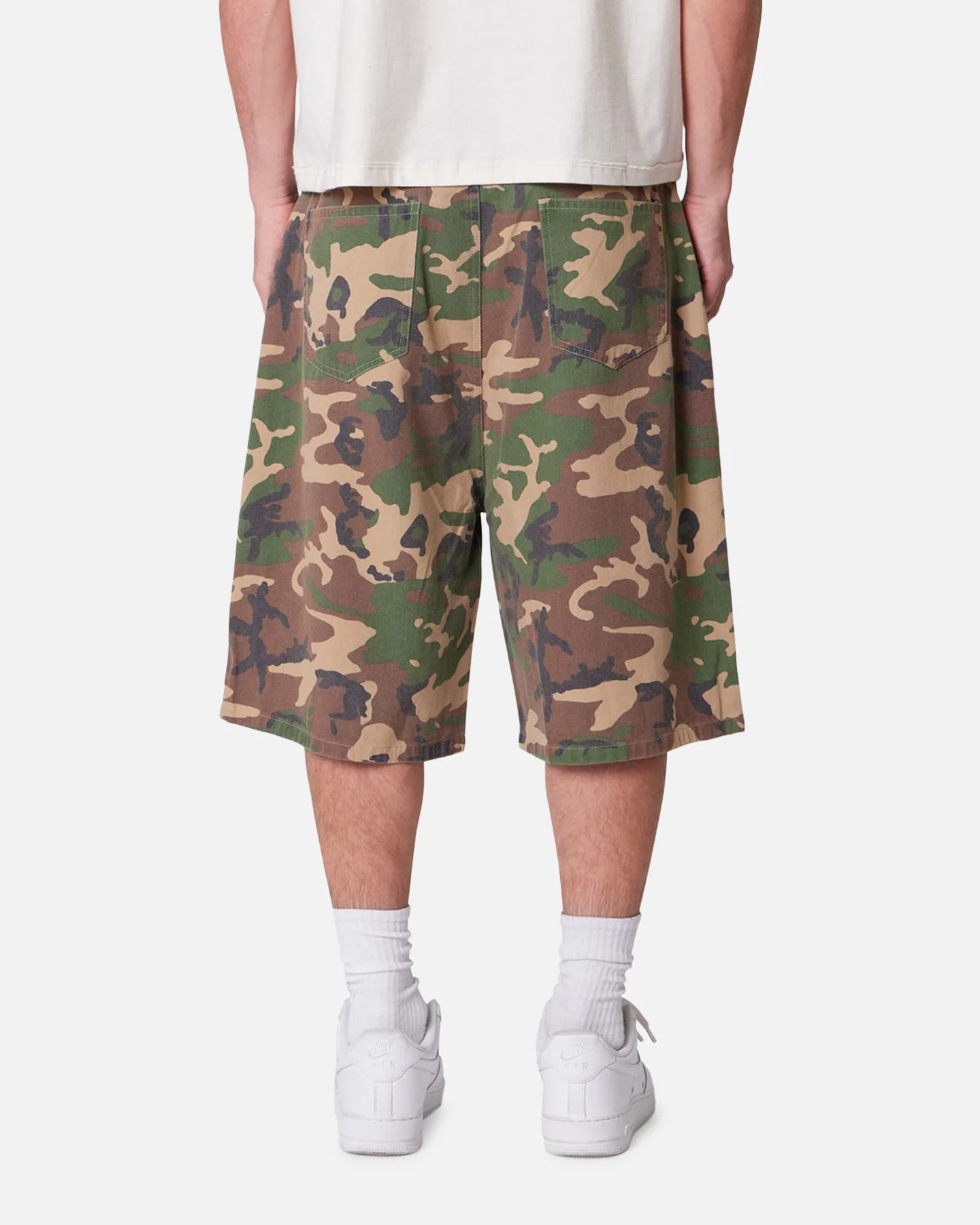 MNML Baggy Camo Twill Shorts Woodland Camo