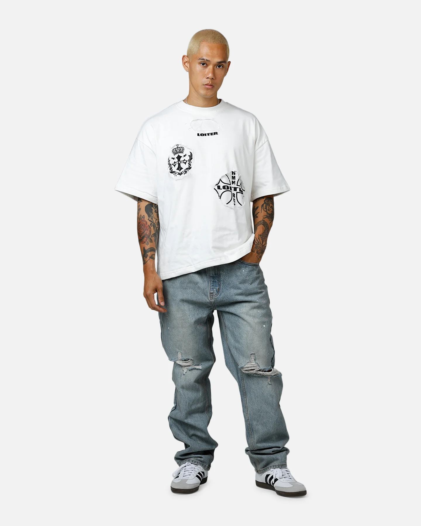 MNML Painted Straight Denim Jeans Light Blue