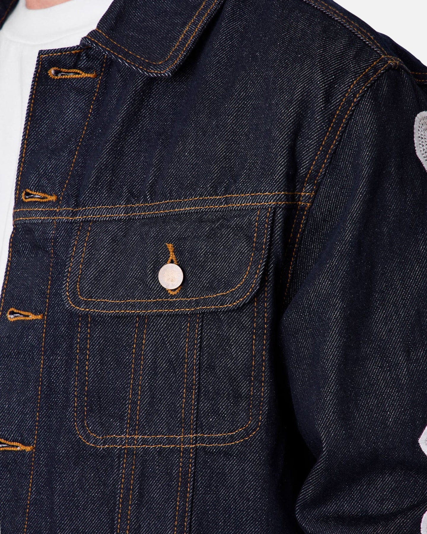 MNML Raw Skeleton Trucker Jacket Rinse Indigo