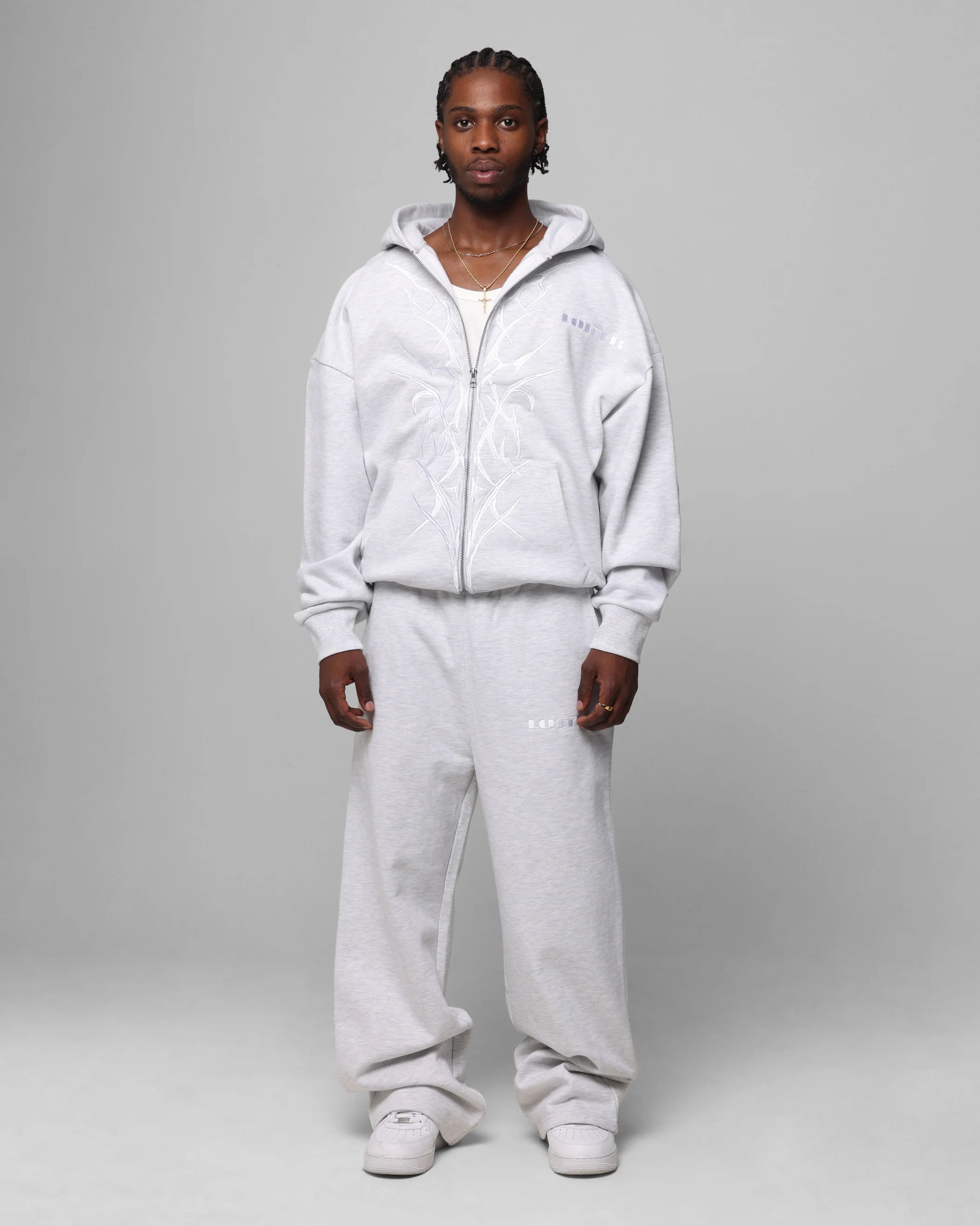 Loiter Blood Born Zip Hoodie Grey Marle