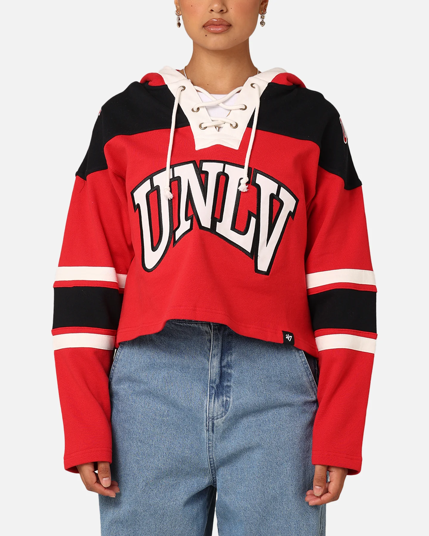 47 Brand Women's University Of Las Vegas Cropped Lacer Hoodie Red