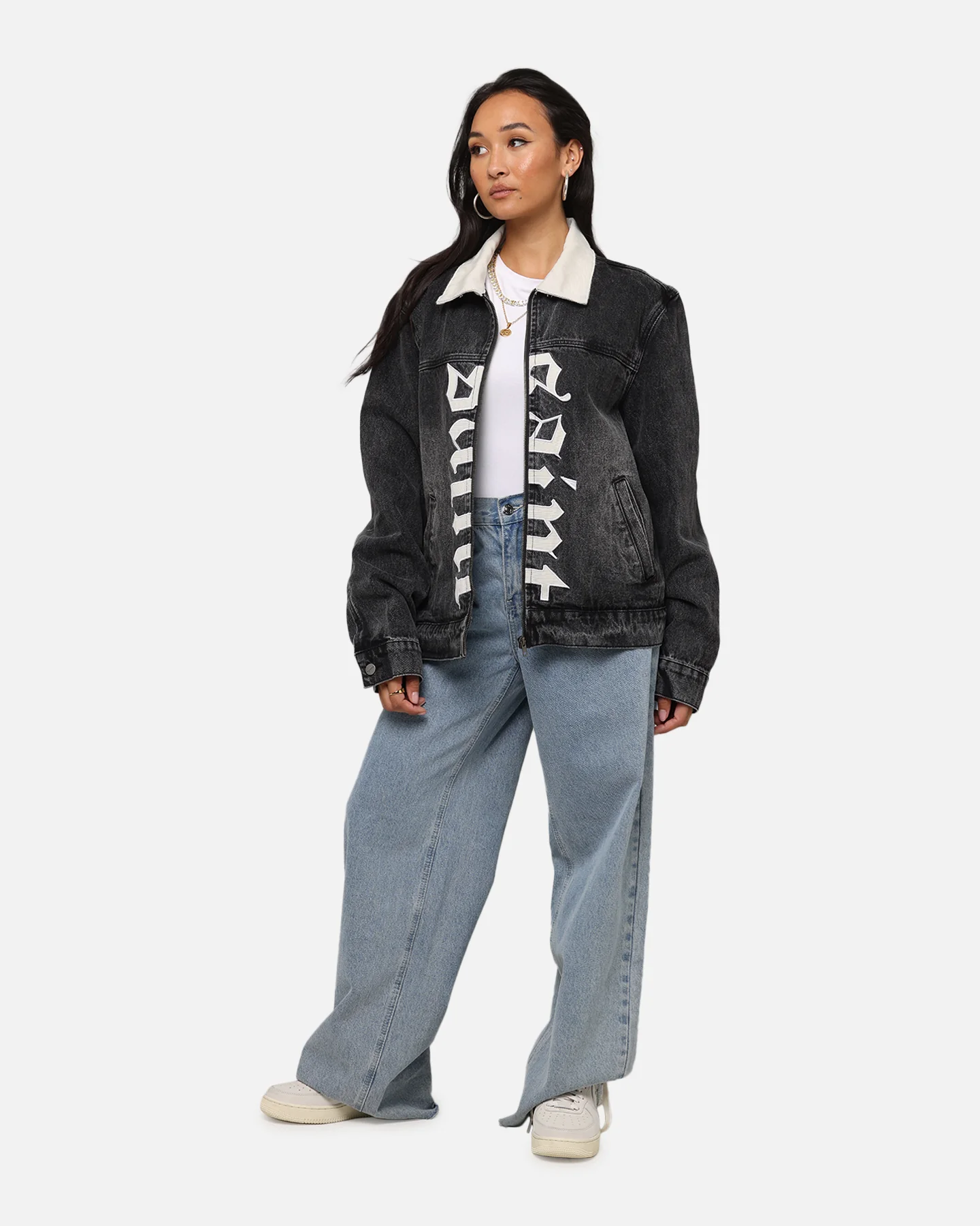 Saint Morta Gothic Distressed Denim Jacket Black Shadow