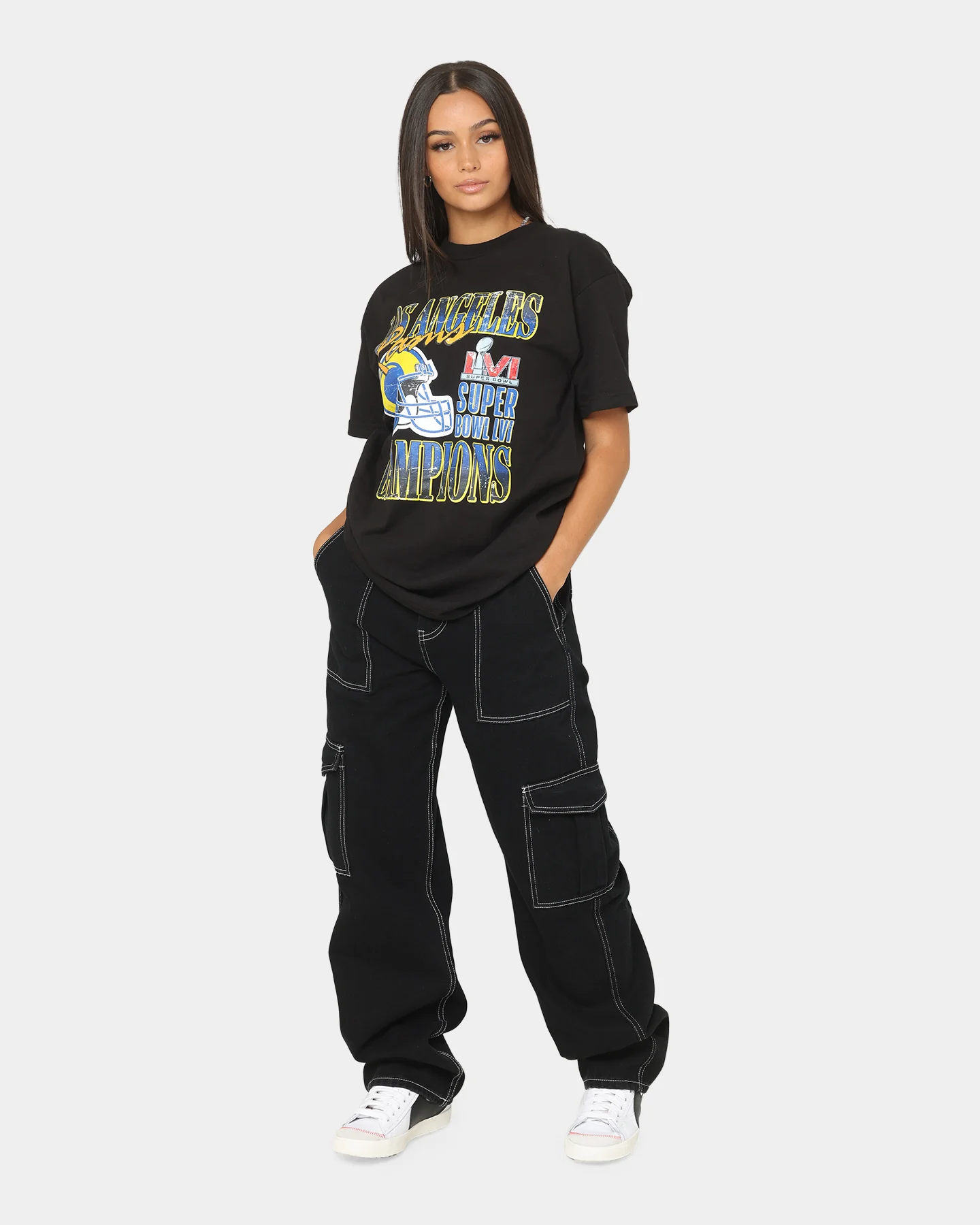 Majestic Athletic Los Angeles Rams Helmet Champion T-Shirt Black