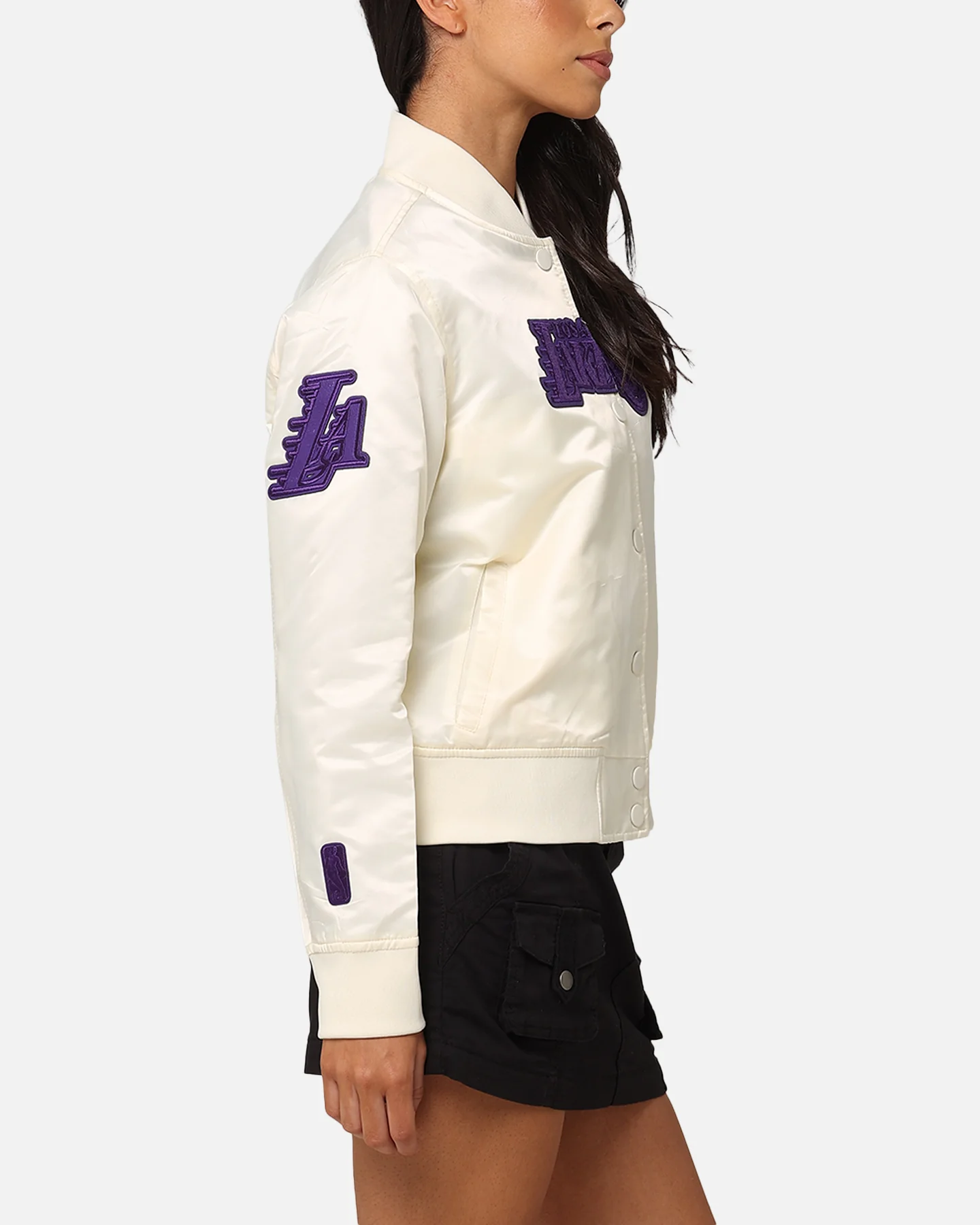 Pro Standard Women's Los Angeles Lakers Triple Tonal Satin Jacket Eggshell