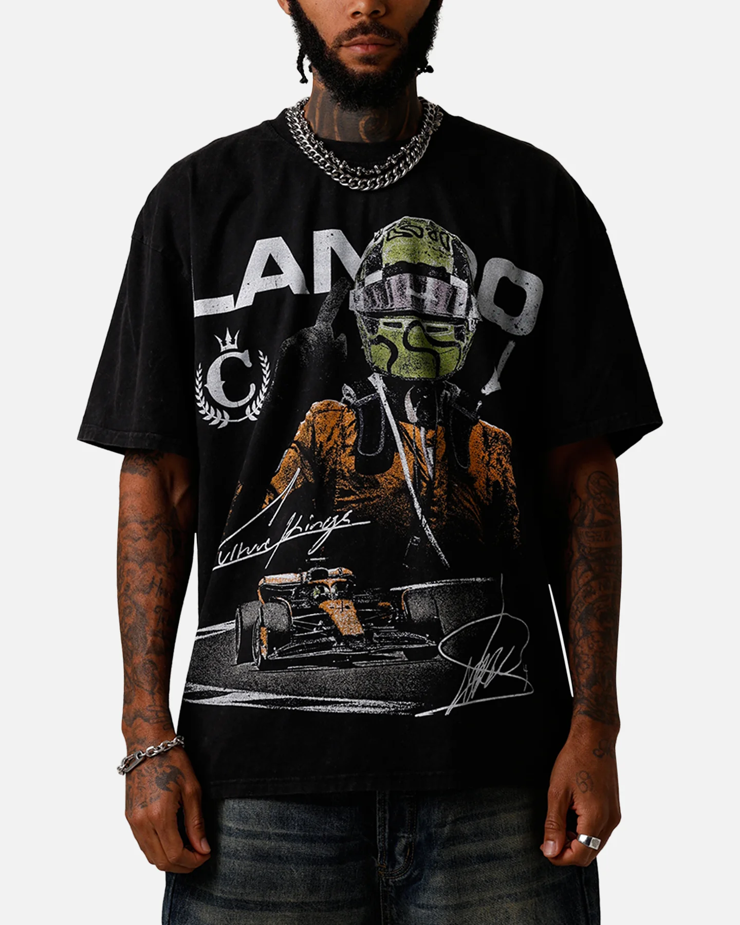 Culture Kings X Mclaren Lando Norris 'Vegas Grand Prix 2024' Signature T-Shirt Black Acidwash