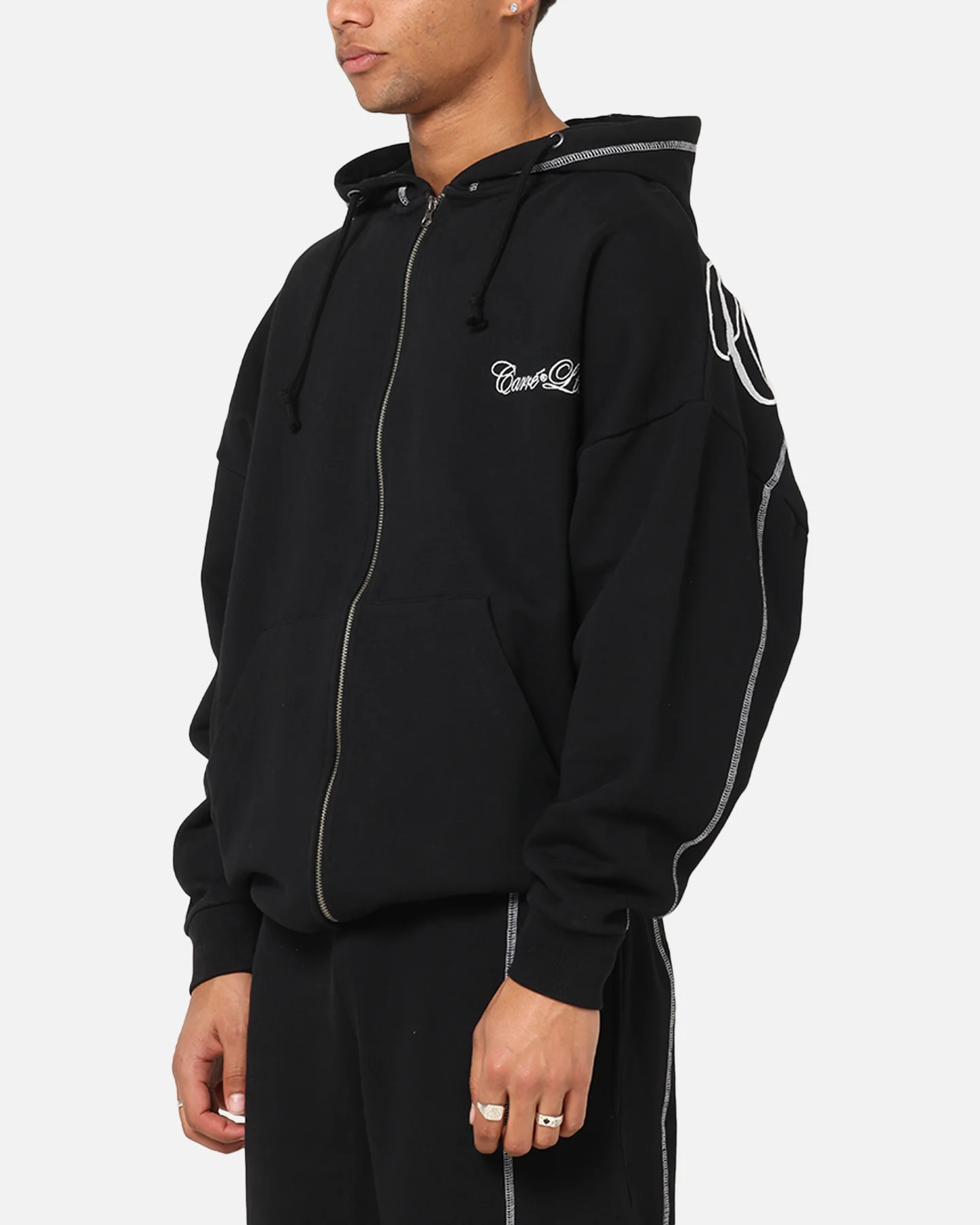 Carre Script Hoodie Black