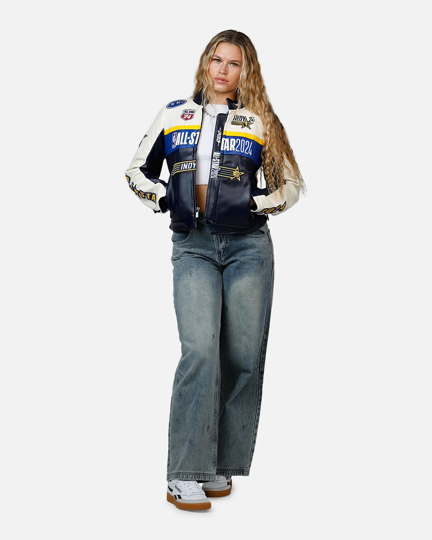 Pro Standard Women's NBA All-Stars Leather Jacket Eggshell/Midnight