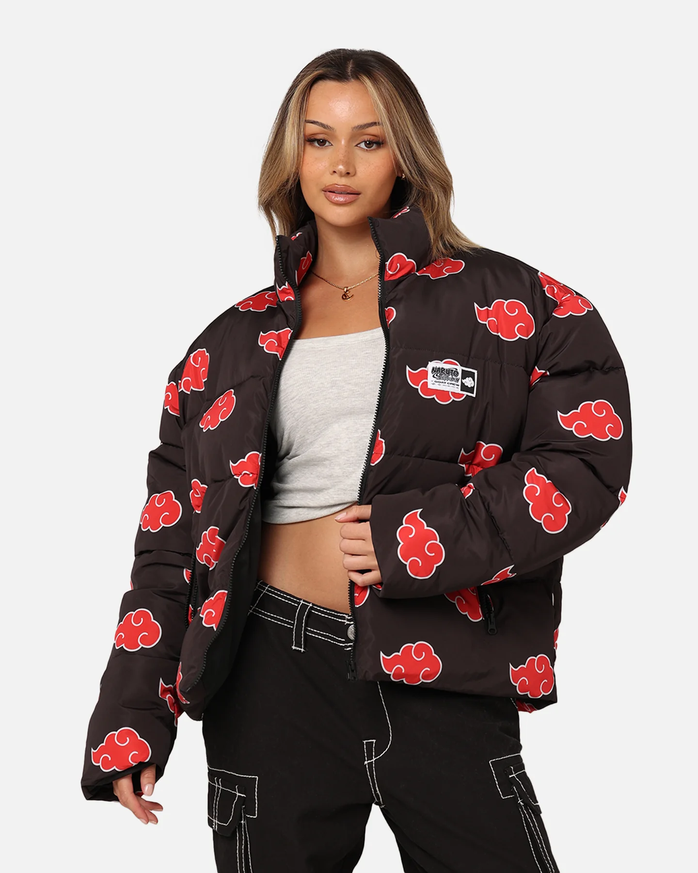 Goat Crew X Naruto Akatsuki Puffer Jacket Black