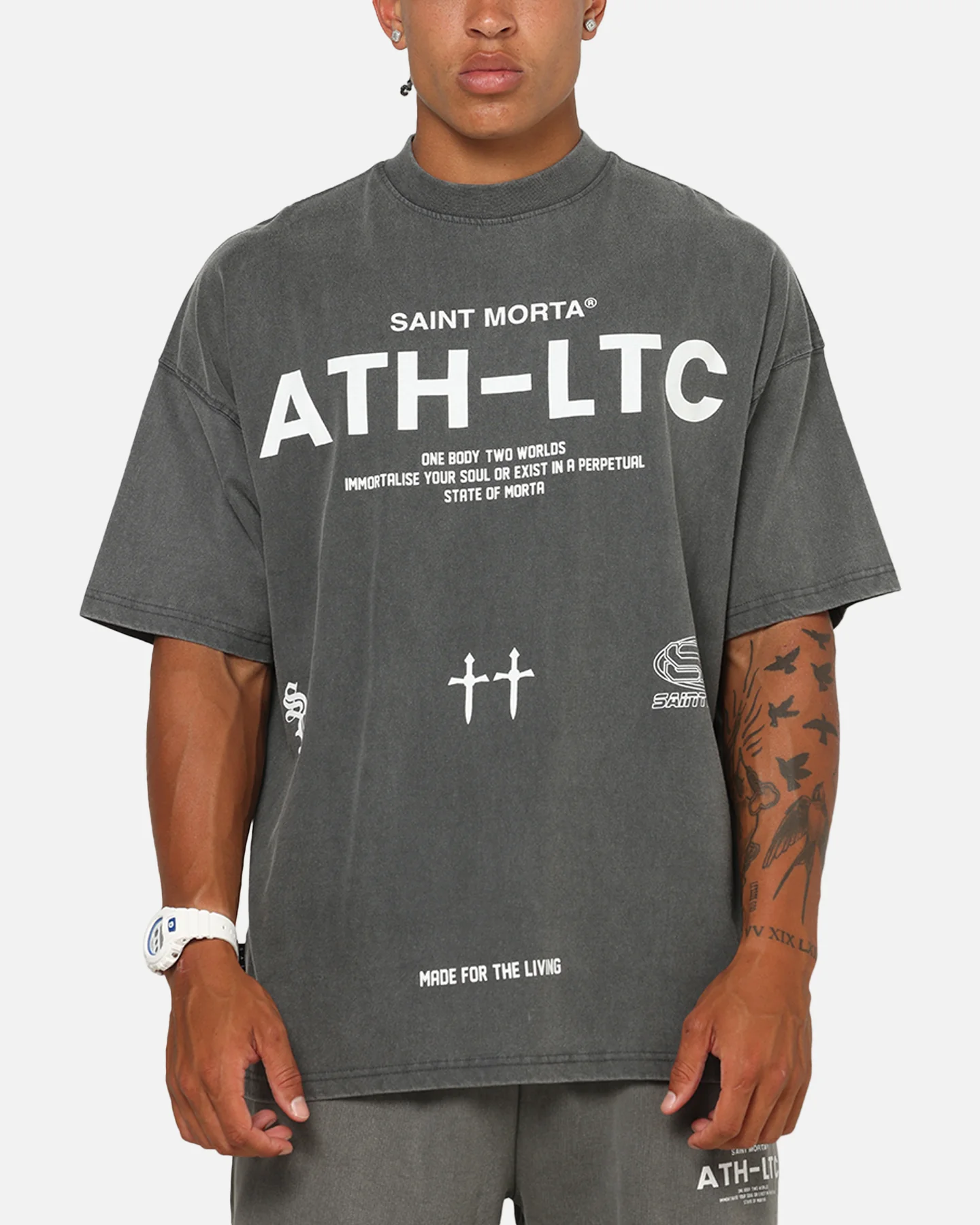Saint Morta Athletc T-Shirt Washed Charcoal