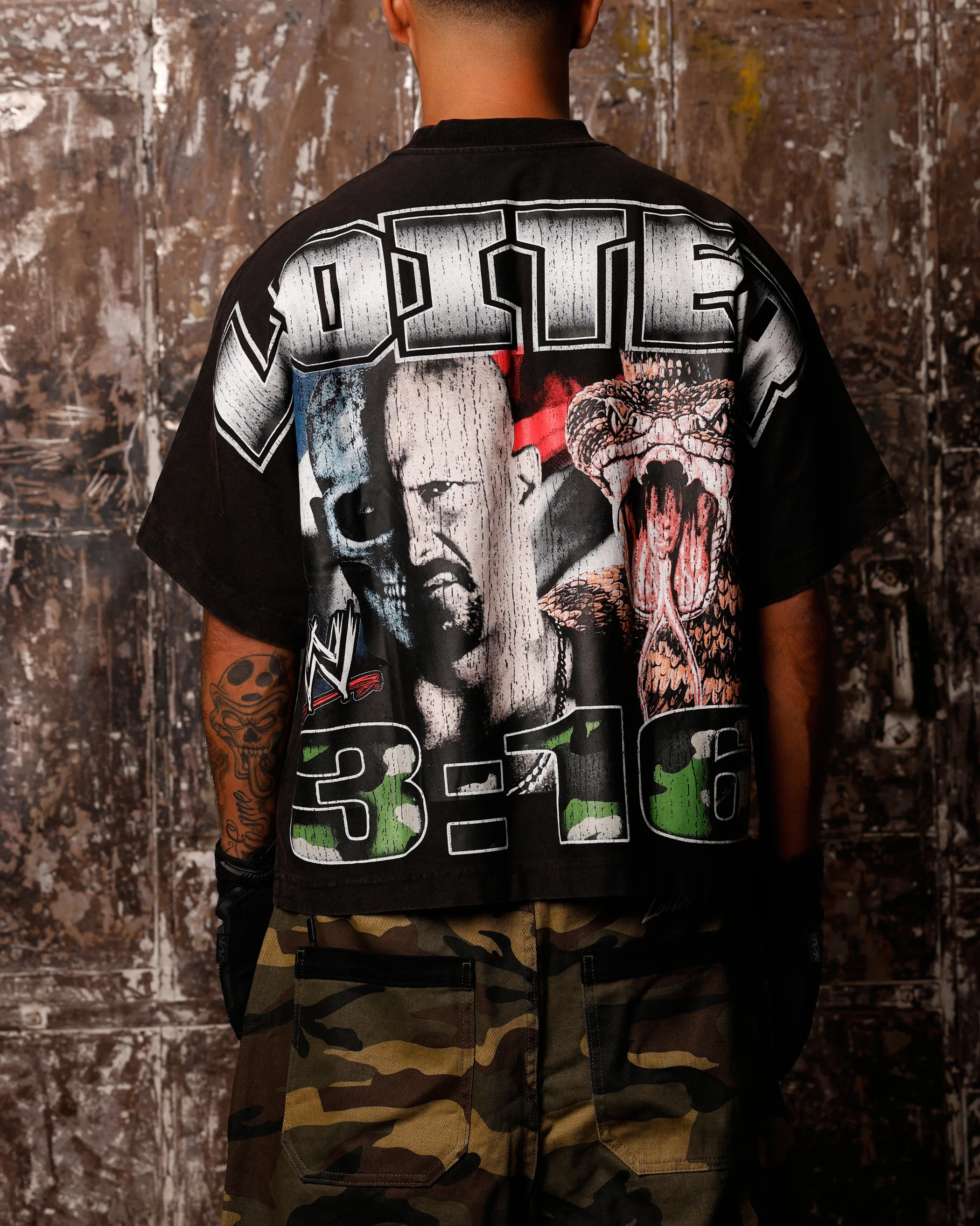 Loiter X WWE Stone Cold Vintage T-Shirt Vintage Black