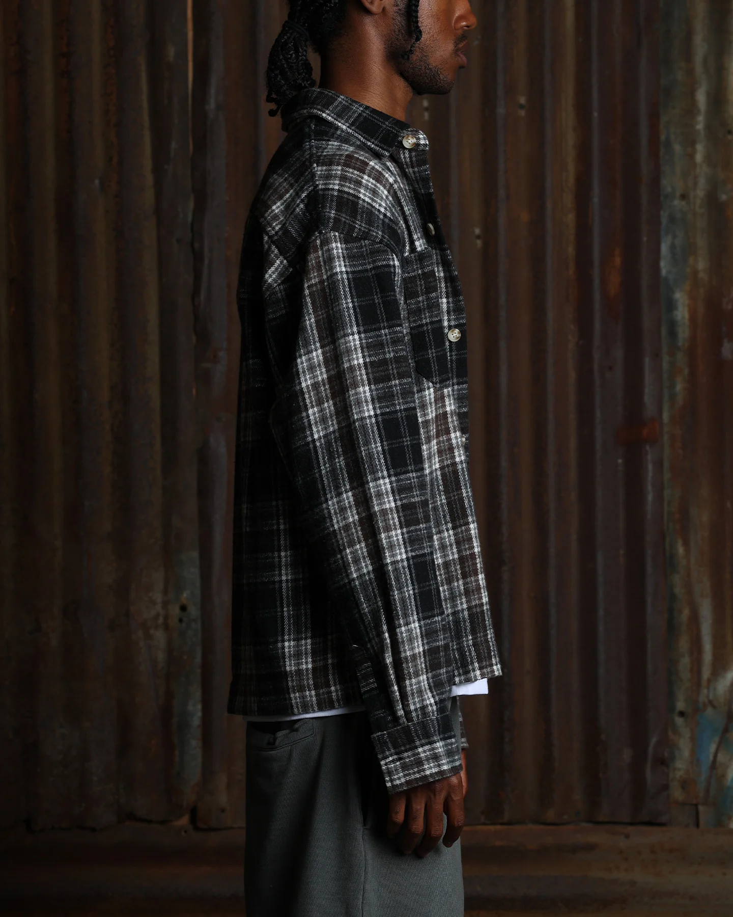 American Thrift Utility Flannel Shirt Brown
