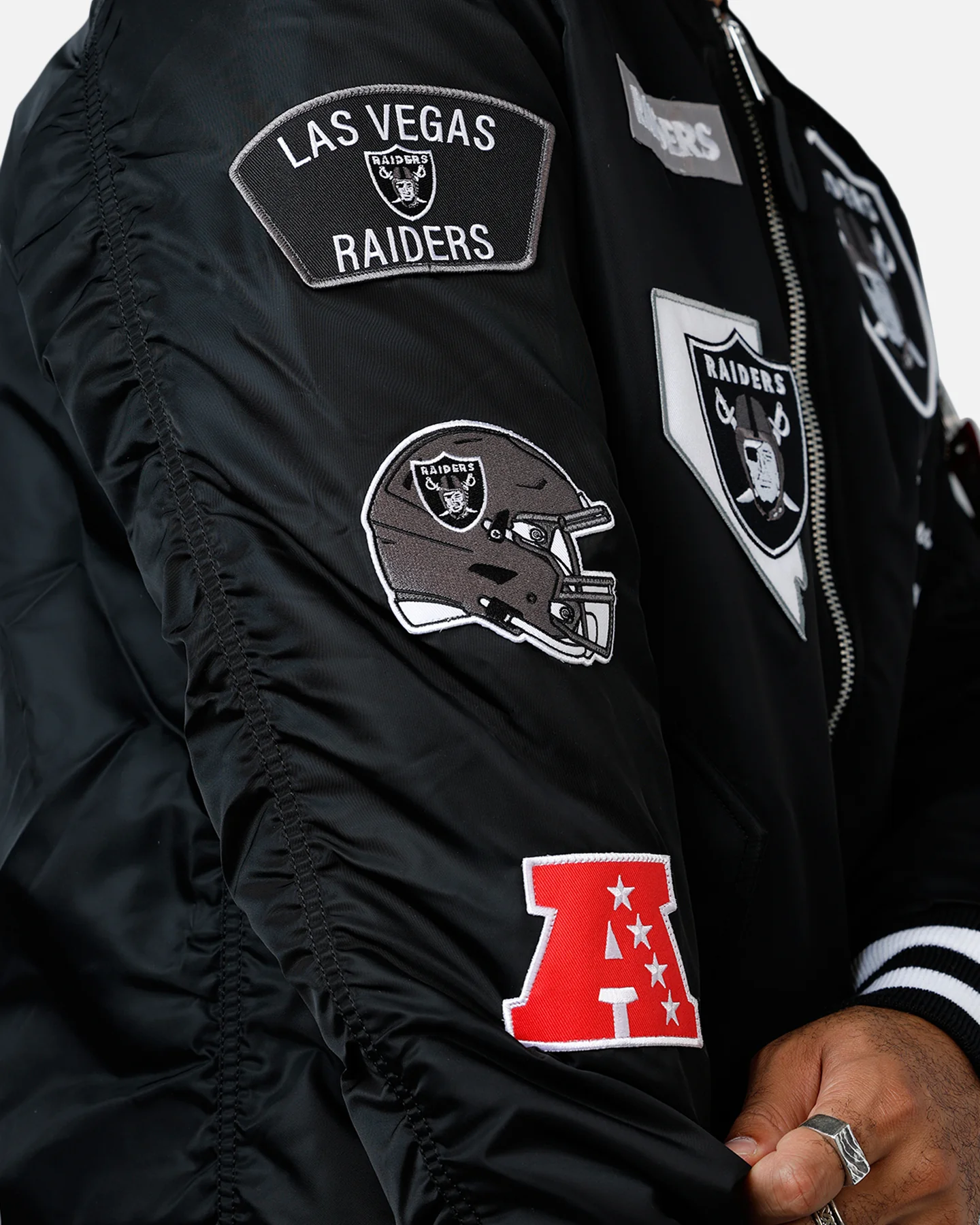 New Era X Alpha Series X NFL Las Vegas Raiders MA-1 Bomber Jacket Black
